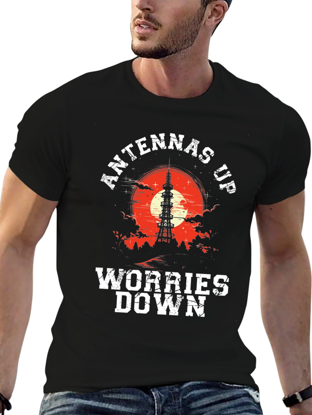 Antennas Up Worries Down Graphic Tee