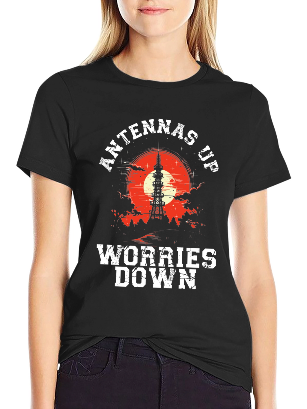 Antennas Up Worries Down Graphic Tee