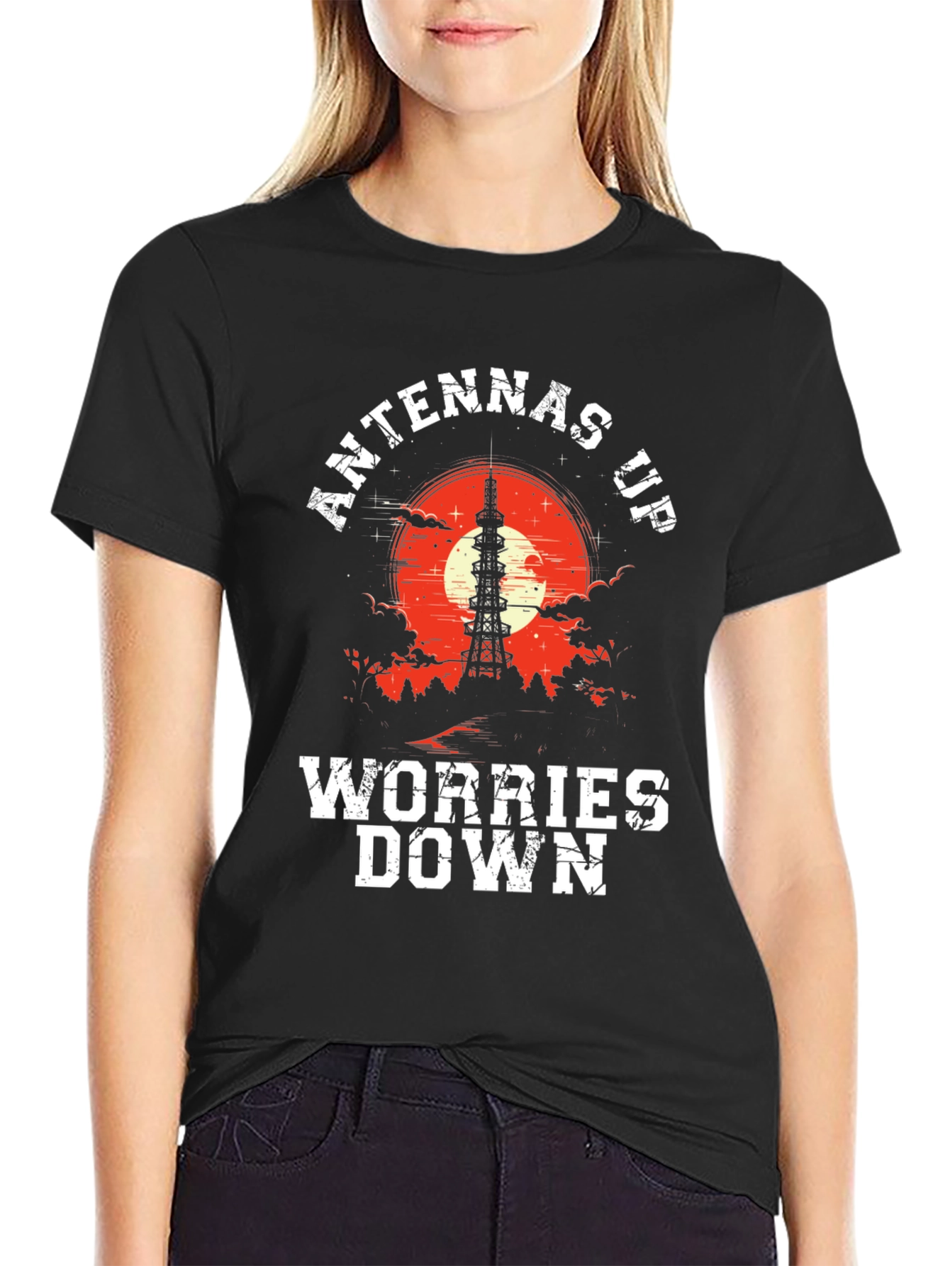 Antennas Up Worries Down Graphic Tee
