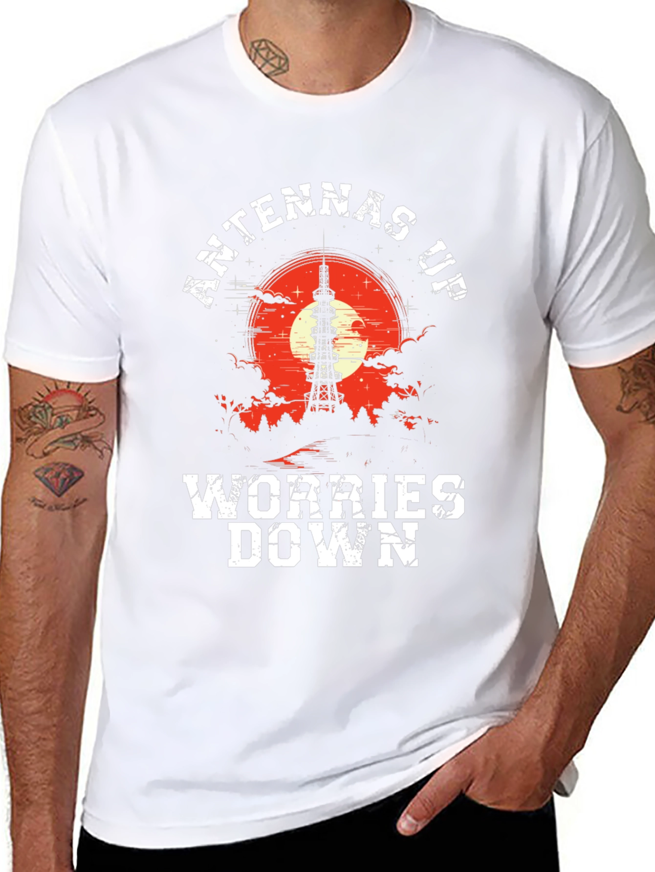 Antennas Up Worries Down Graphic Tee