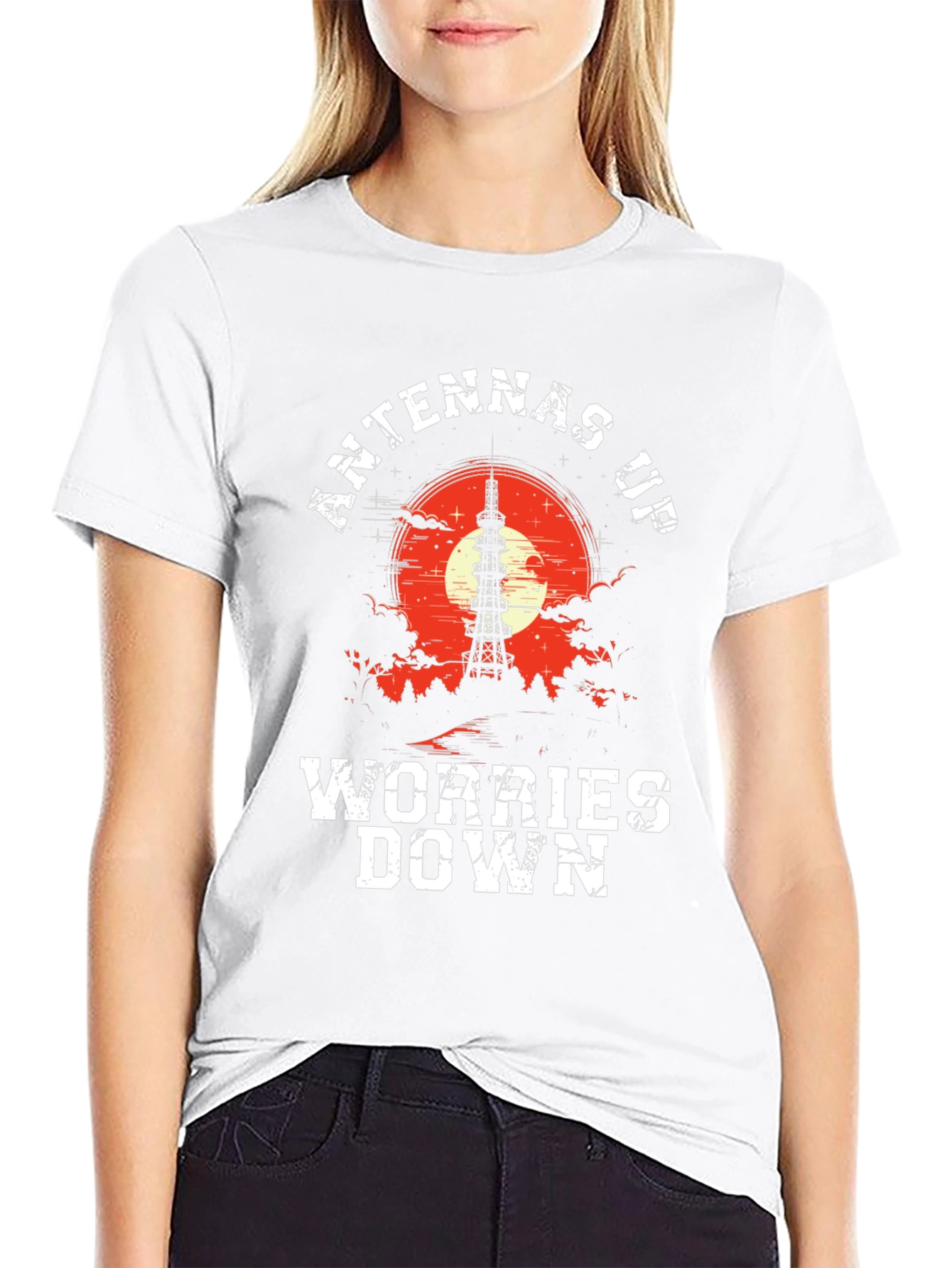 Antennas Up Worries Down Graphic Tee