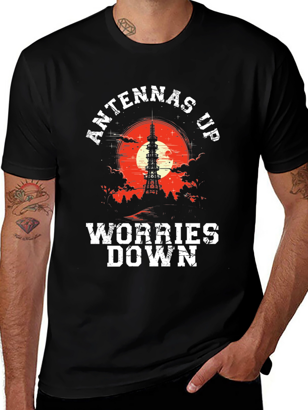 Antennas Up Worries Down Graphic Tee
