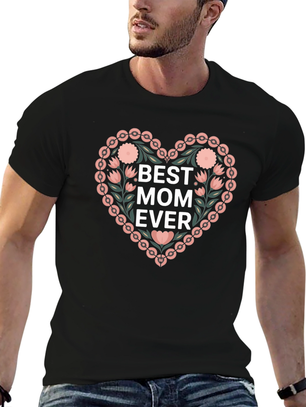 Best Mom Ever Floral Heart T-Shirt