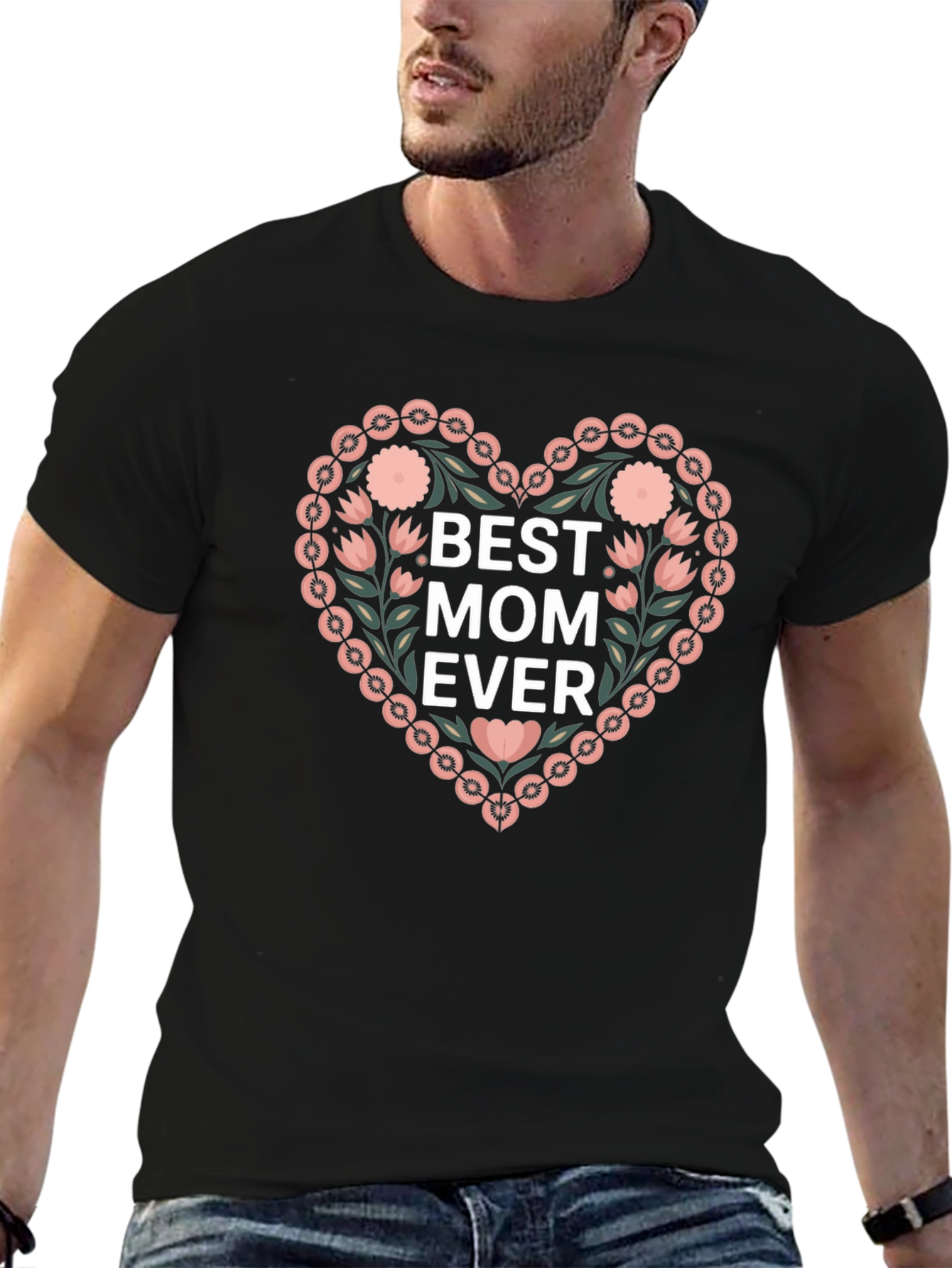 Best Mom Ever Floral Heart T-Shirt