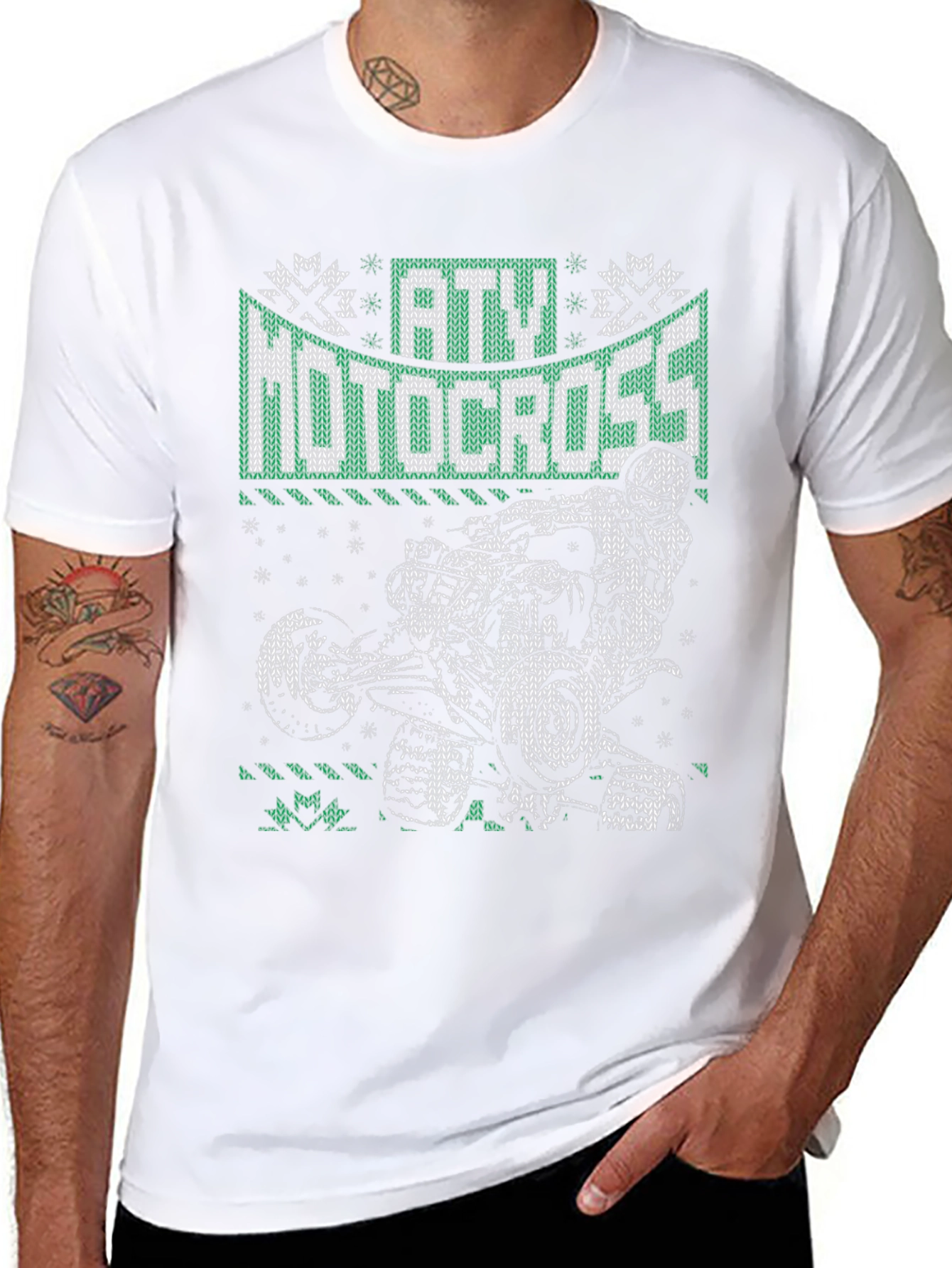 ATV Motocross Ugly Sweater Style T-Shirt