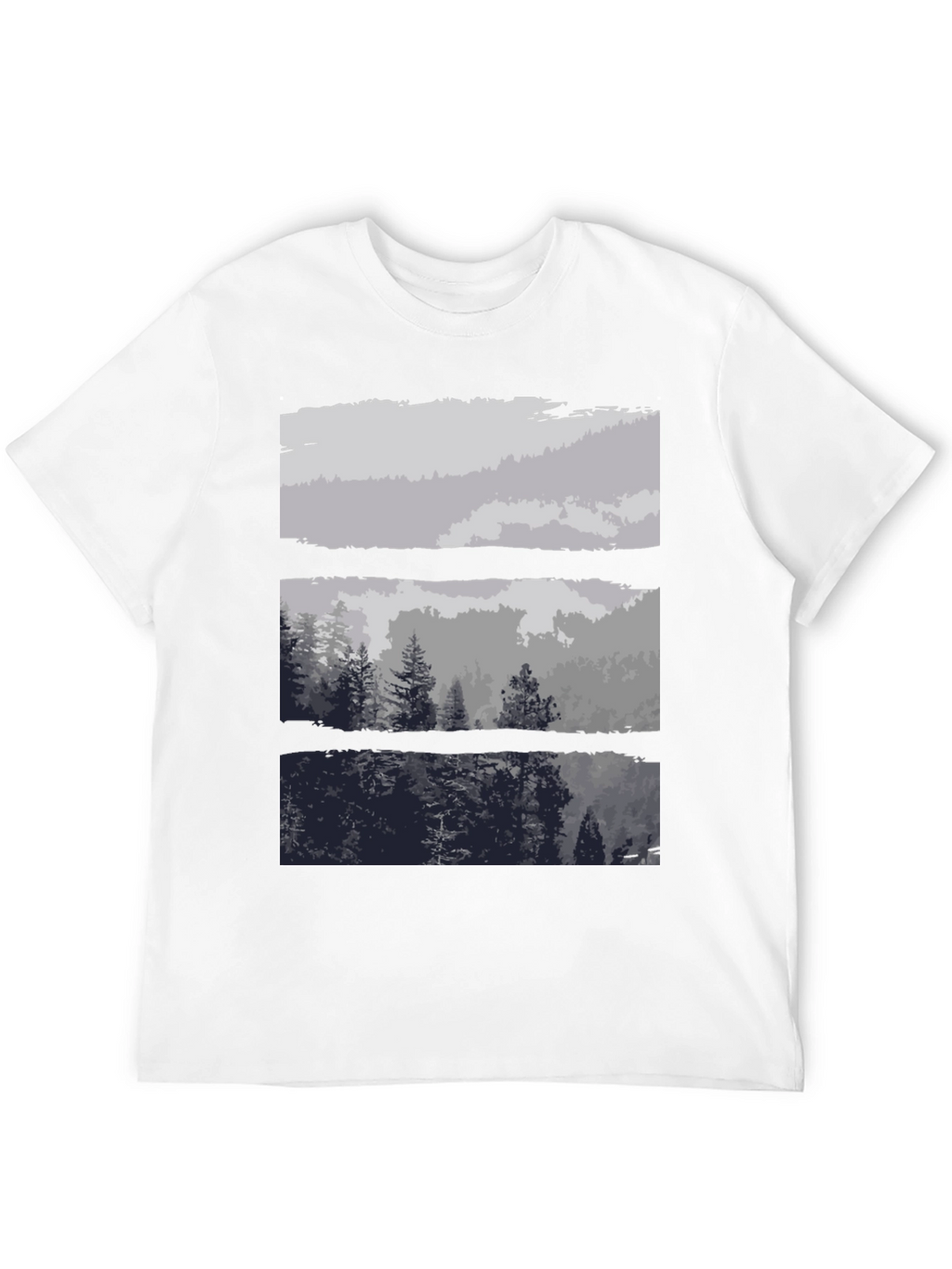 Abstract Landscape Print Black T-Shirt