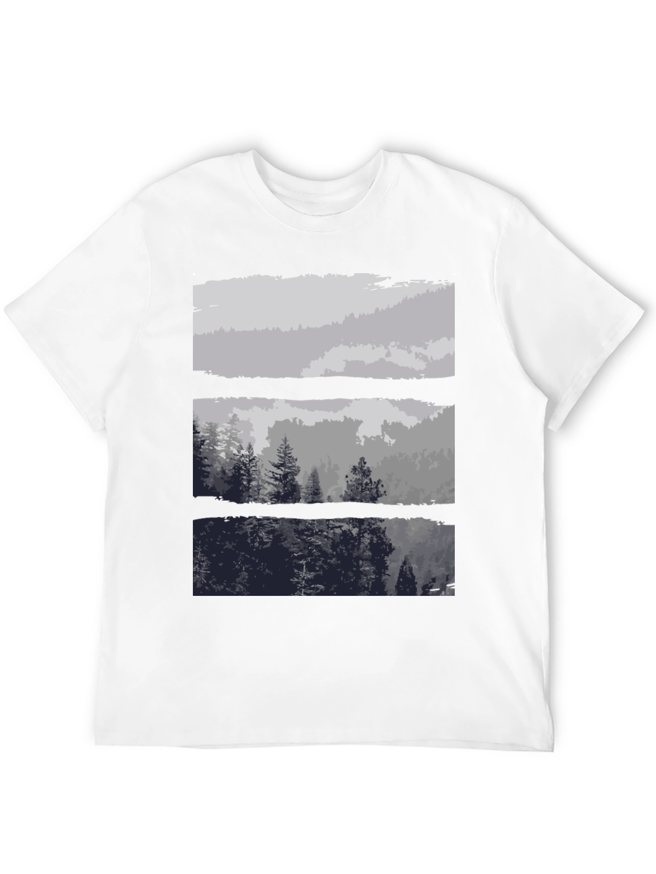 Abstract Landscape Print Black T-Shirt