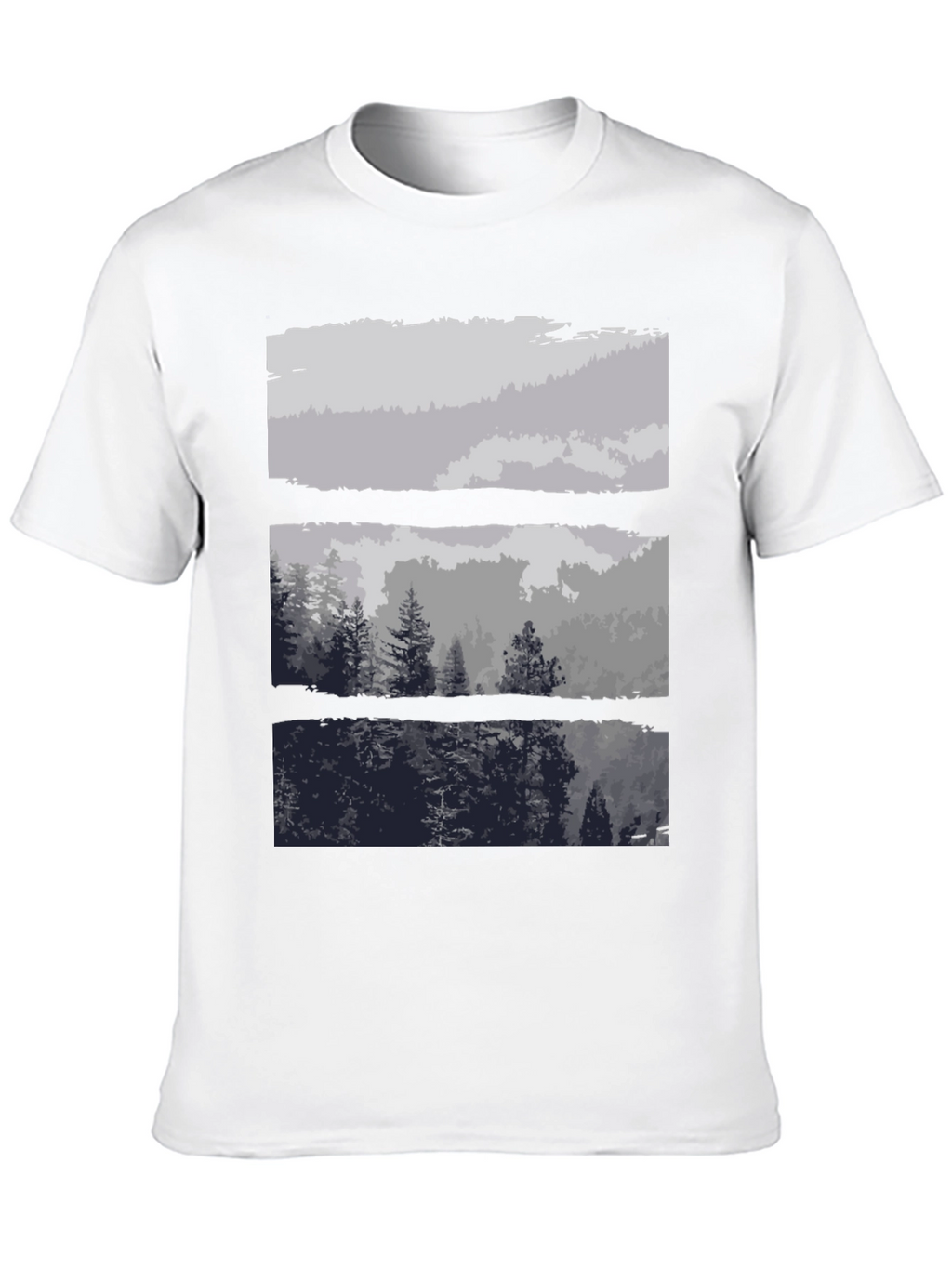 Abstract Landscape Print Black T-Shirt