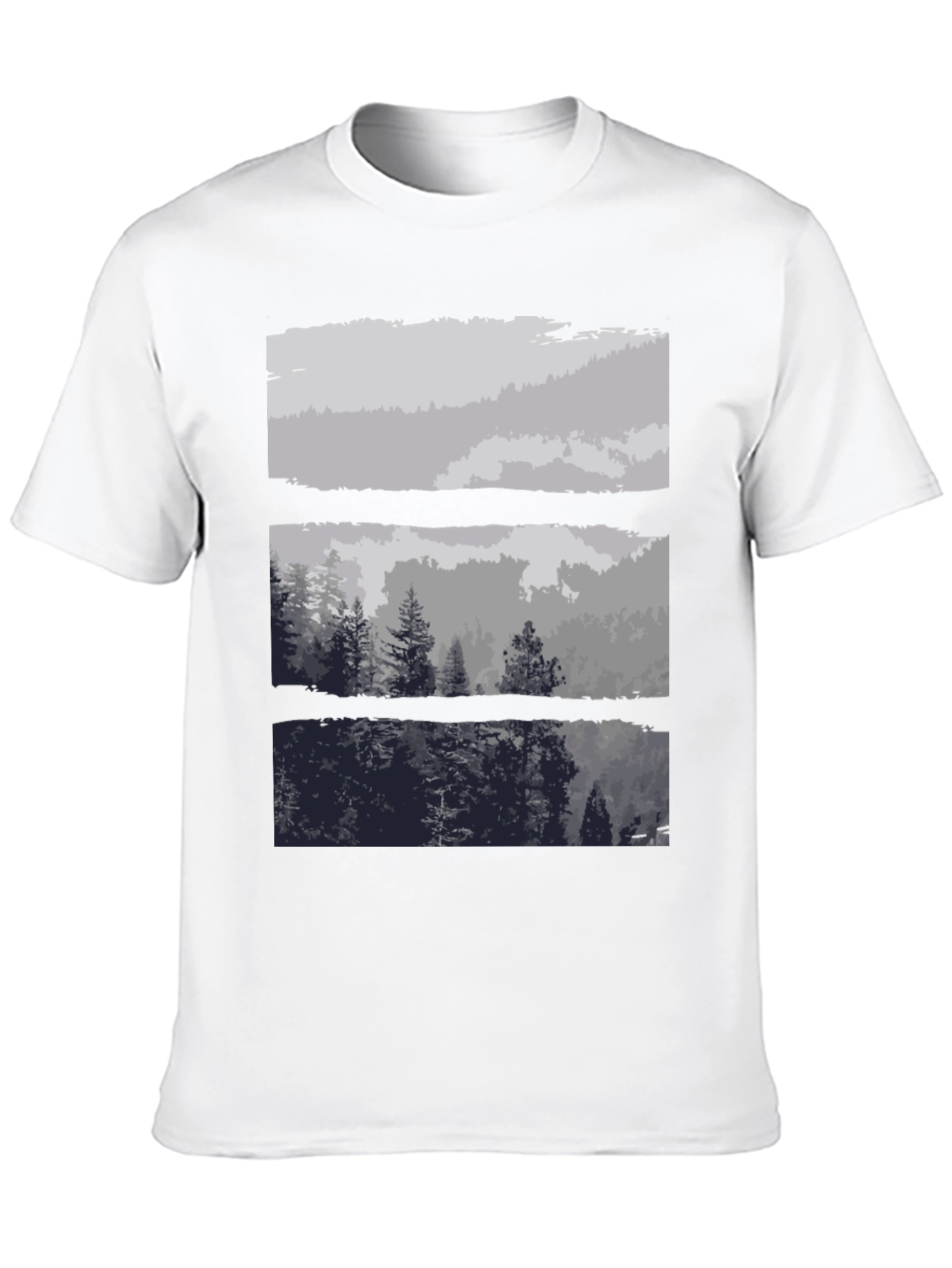 Abstract Landscape Print Black T-Shirt