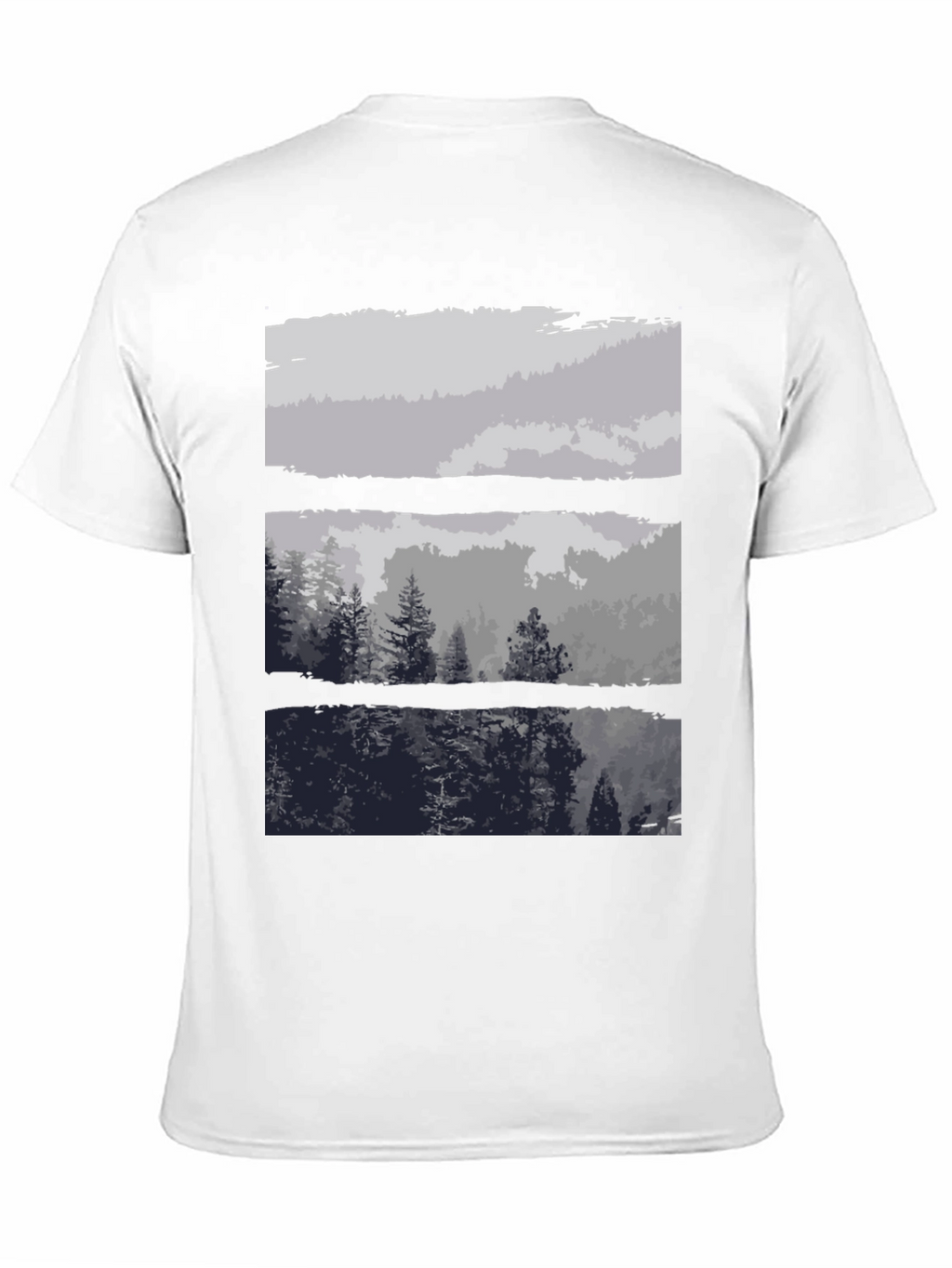 Abstract Landscape Print Black T-Shirt