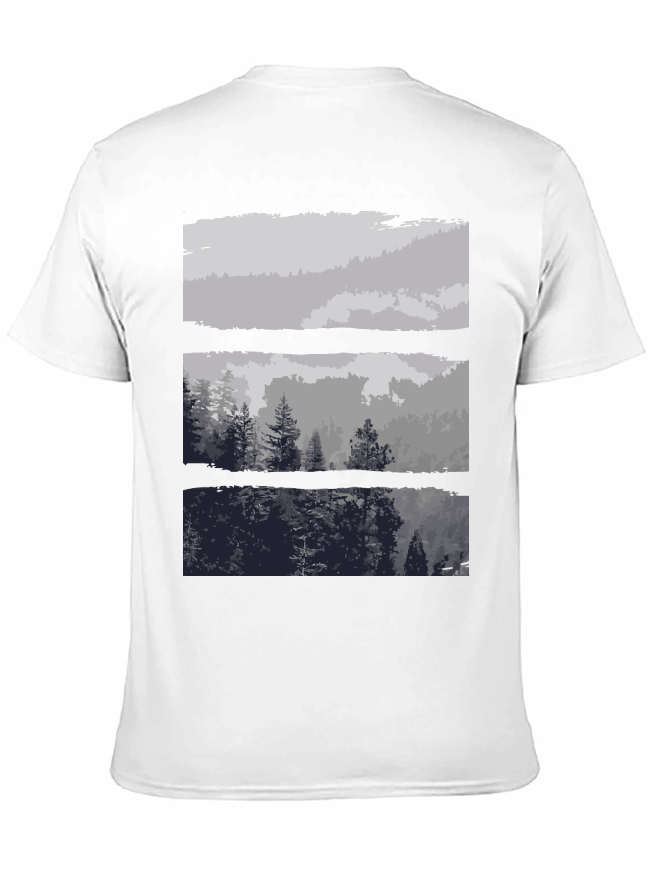 Abstract Landscape Print Black T-Shirt