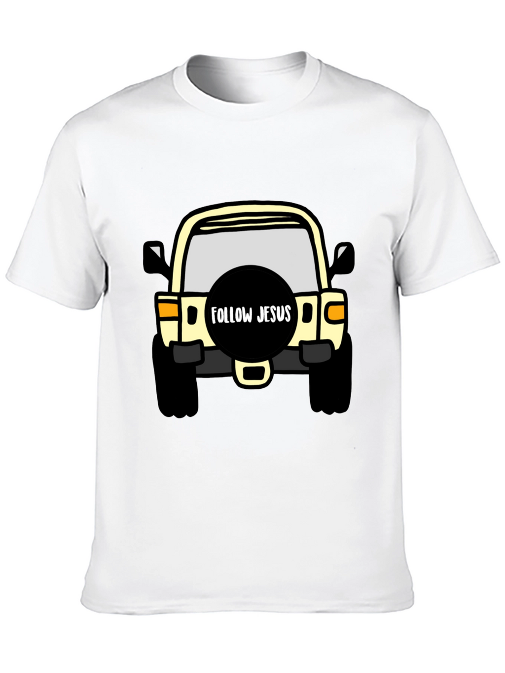 Follow Jesus Jeep T-Shirt - Black Cotton Tee