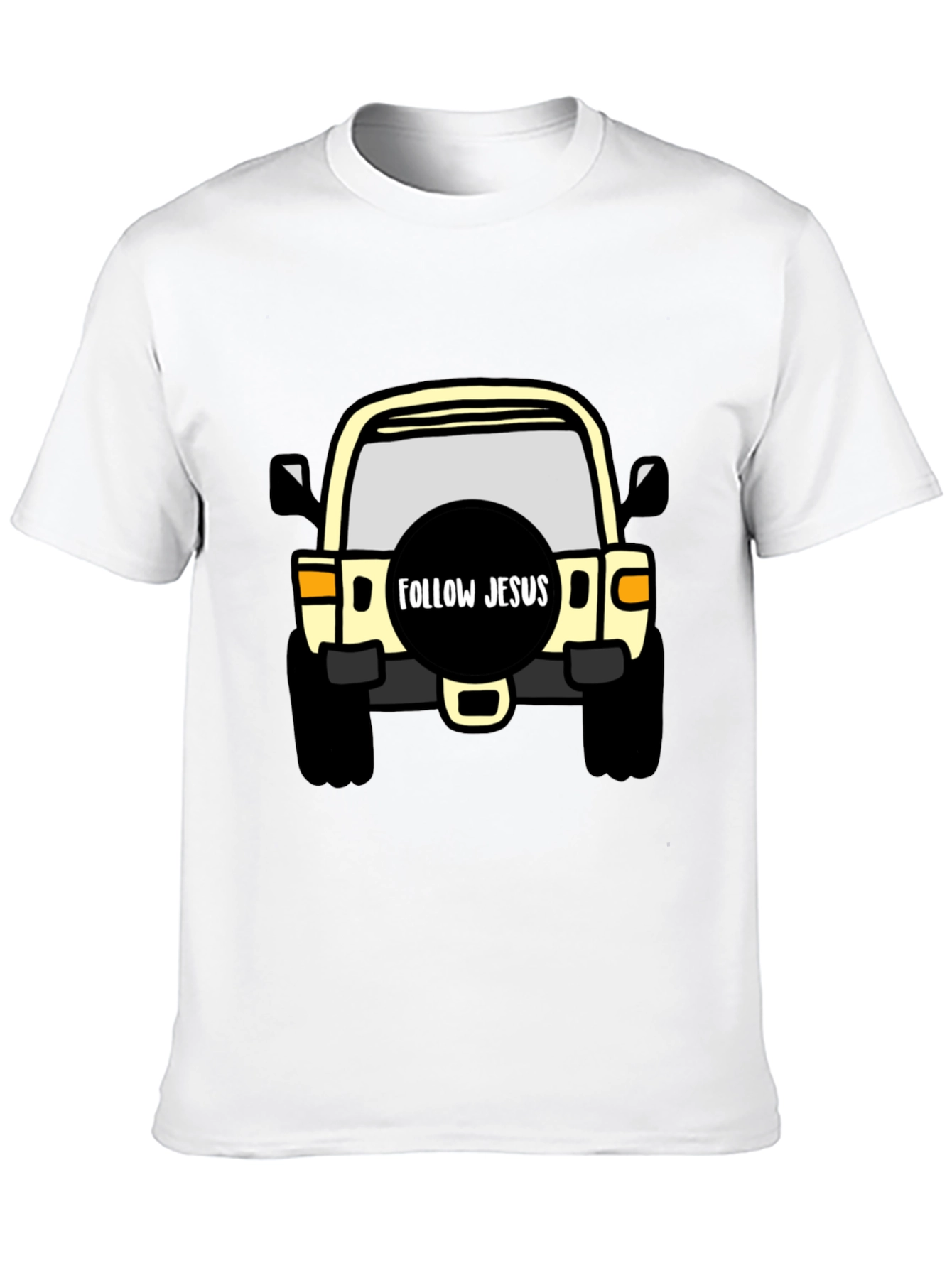 Follow Jesus Jeep T-Shirt - Black Cotton Tee