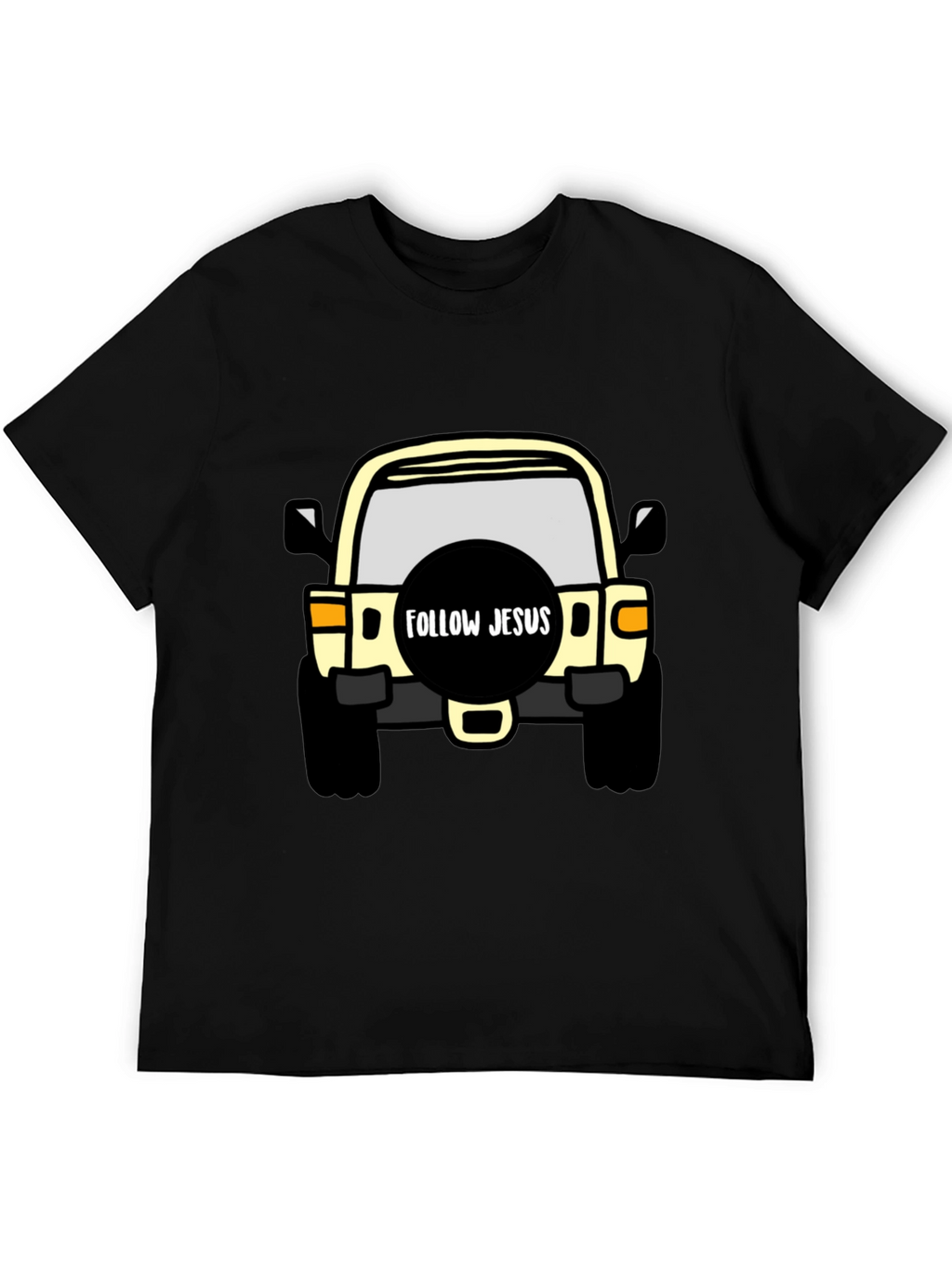 Follow Jesus Jeep T-Shirt - Black Cotton Tee