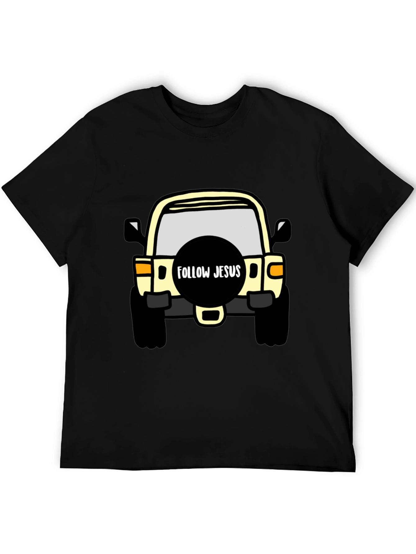 Follow Jesus Jeep T-Shirt - Black Cotton Tee