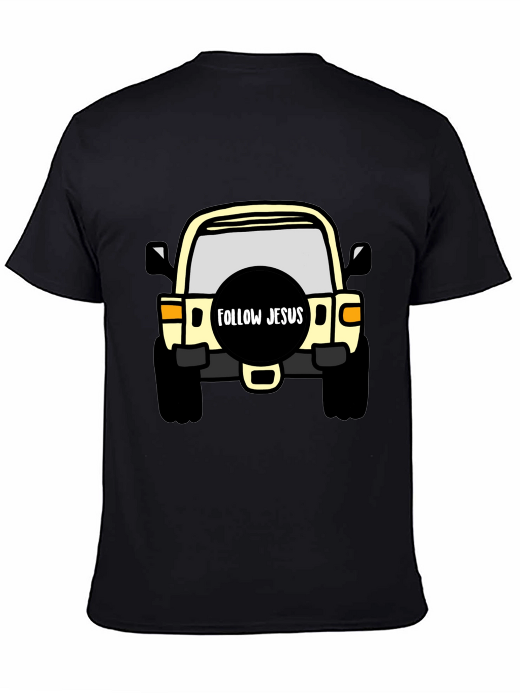 Follow Jesus Jeep T-Shirt - Black Cotton Tee