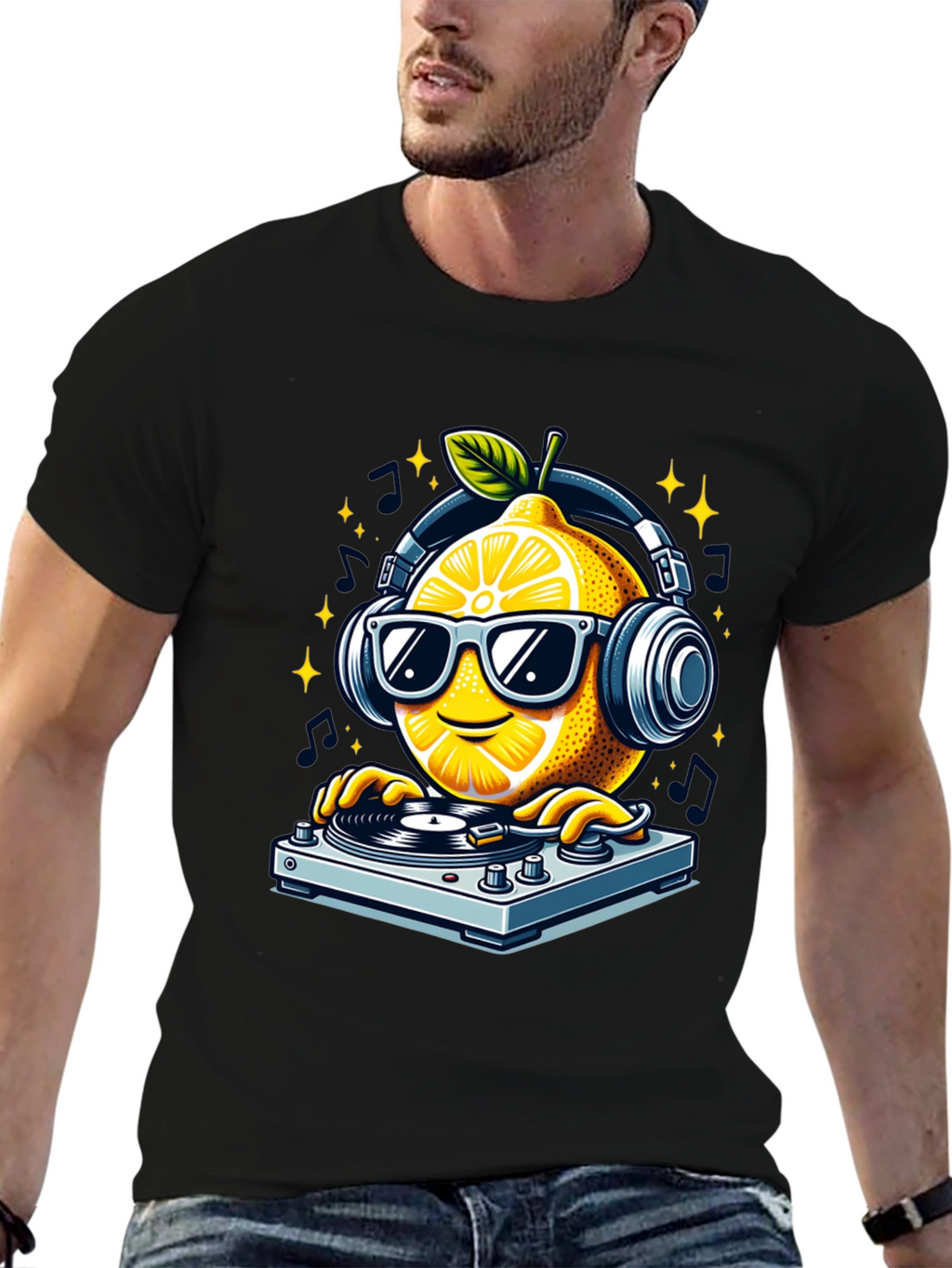 DJ Lemon Graphic T-Shirt - Funky Turntable Design