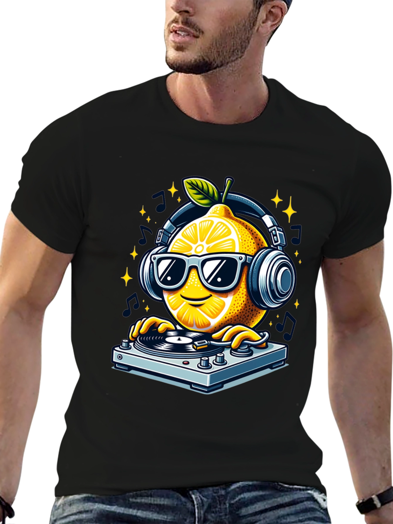 DJ Lemon Graphic T-Shirt - Funky Turntable Design