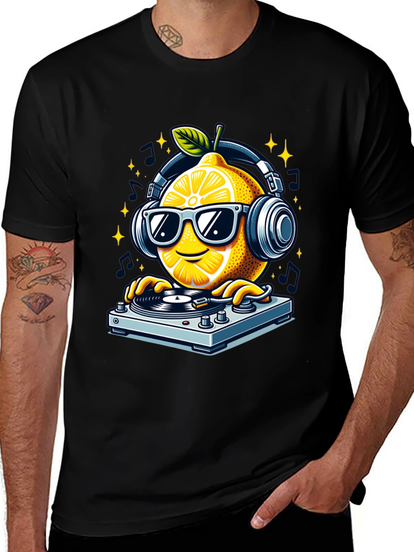 DJ Lemon Graphic T-Shirt - Funky Turntable Design