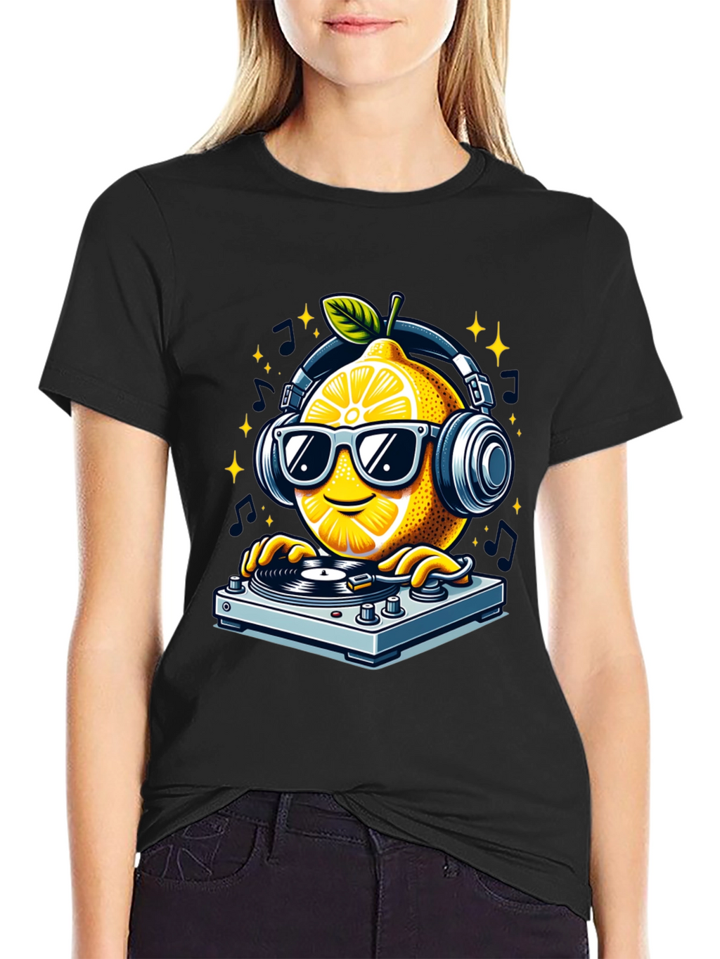 DJ Lemon Graphic T-Shirt - Funky Turntable Design