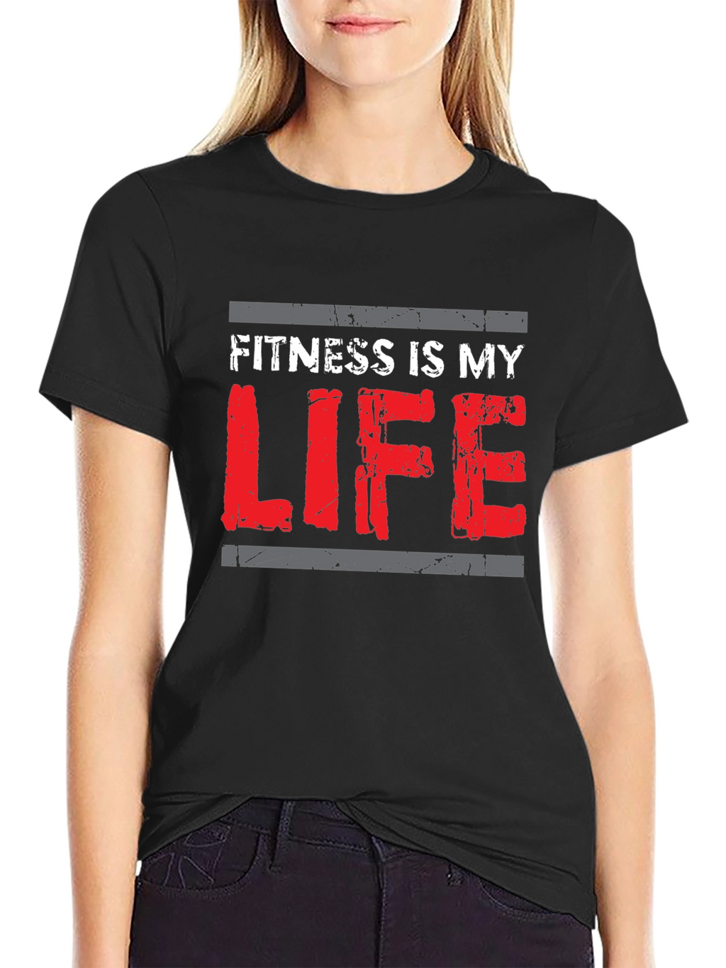 Fitness is My Life Graphic Tee - Black