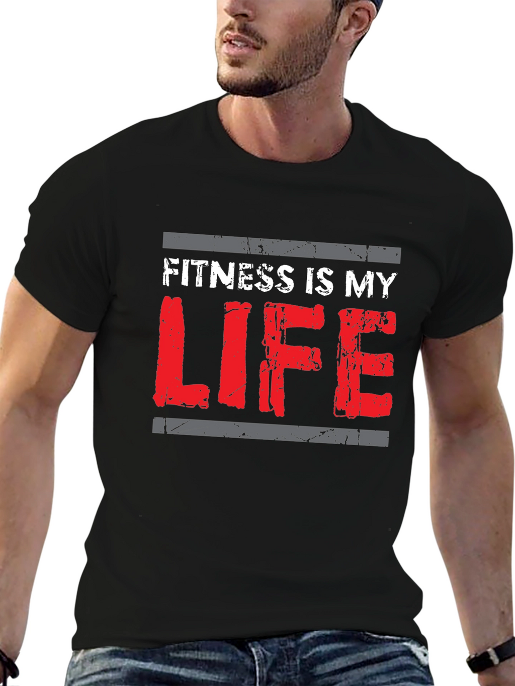 Fitness is My Life Graphic Tee - Black