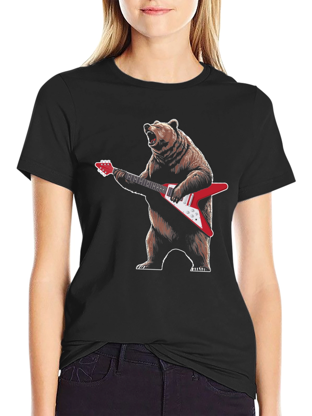 Bear Guitarist T-Shirt - Cool Graphic Tee