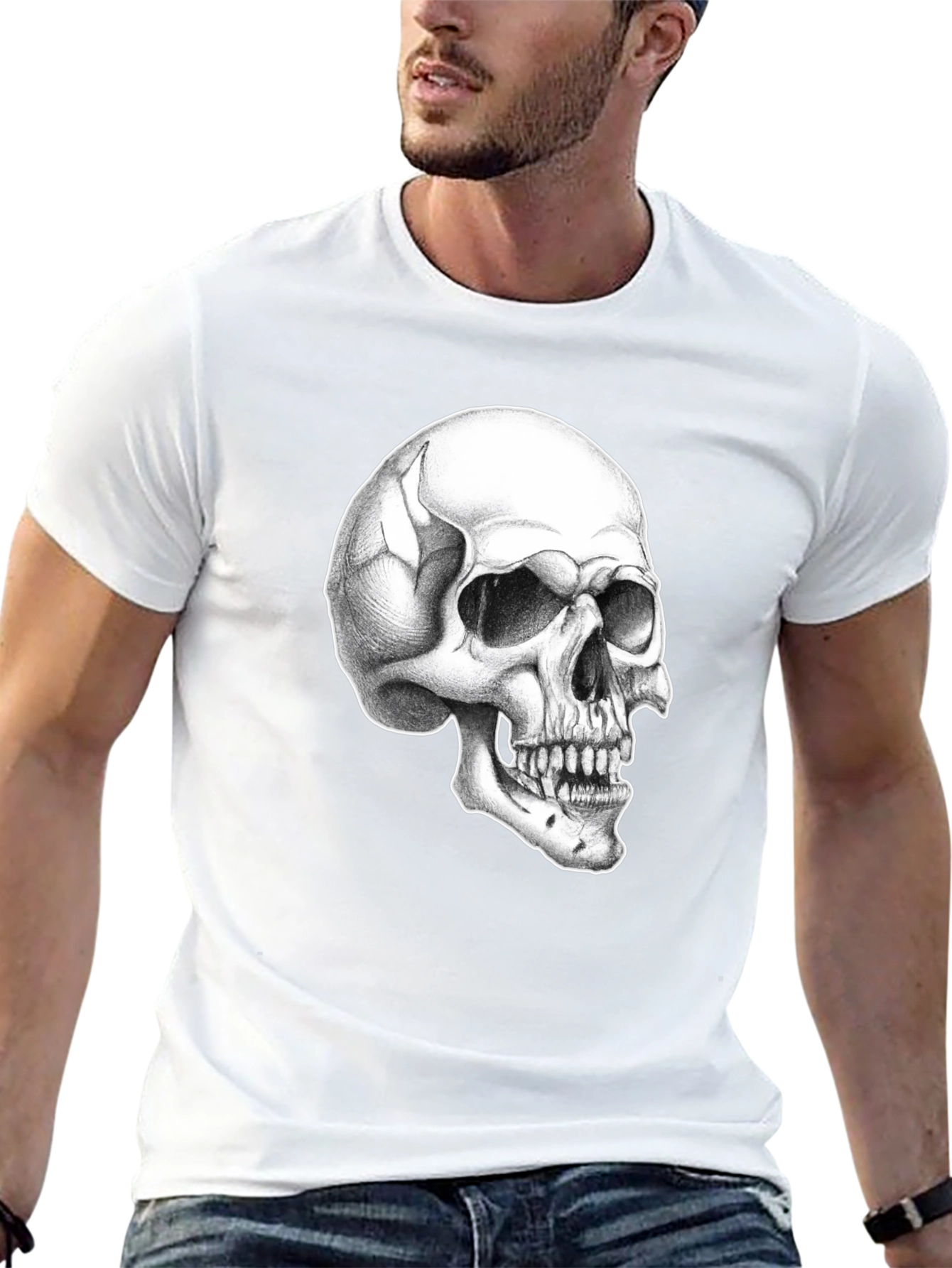Skull Graphic Tee - Classic Black Cotton T-Shirt