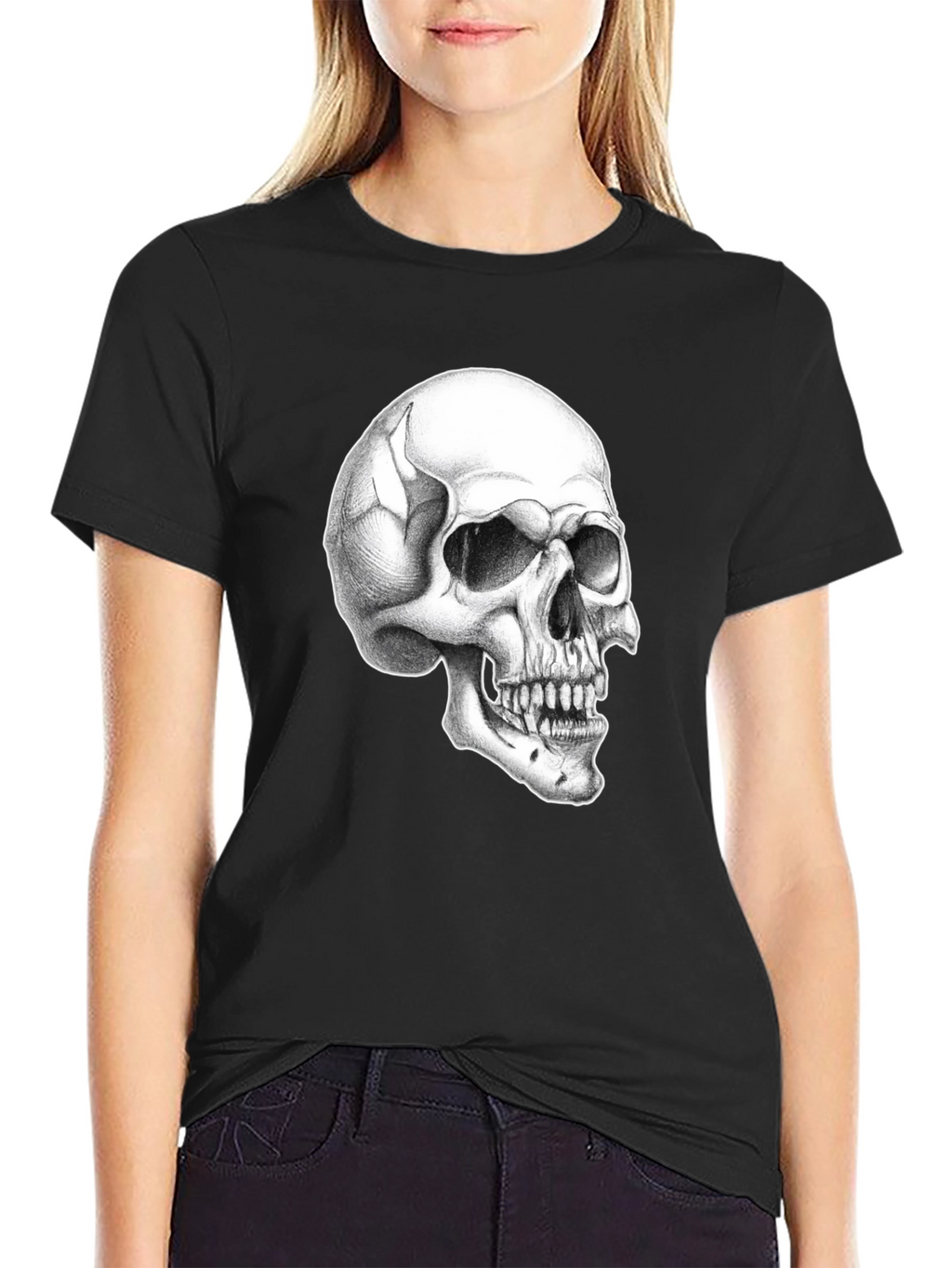 Skull Graphic Tee - Classic Black Cotton T-Shirt