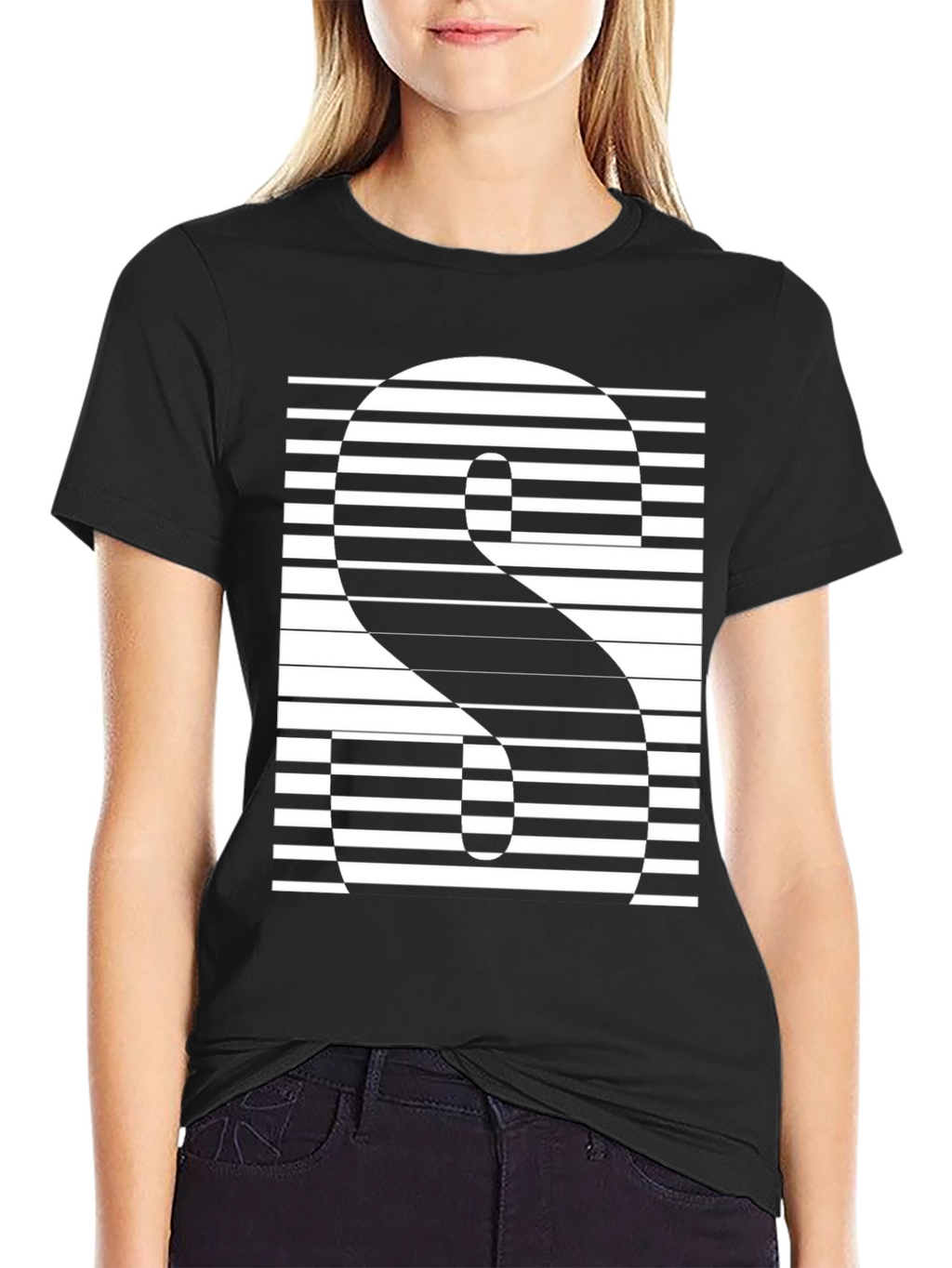 Abstract Striped S Graphic Tee