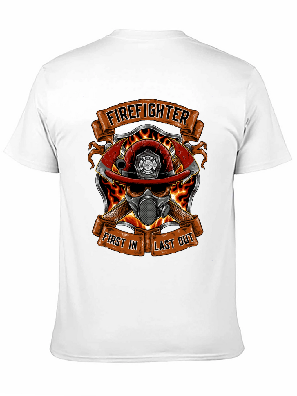 Firefighter Skull Graphic T-Shirt - First In Last Out