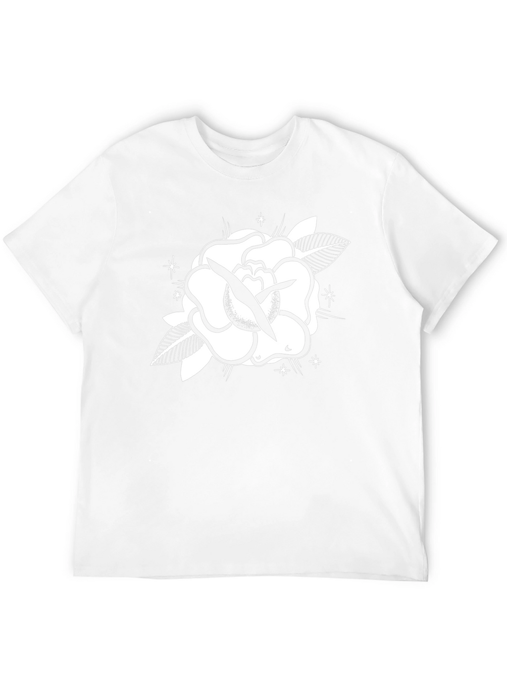 Black Tee with Rose Graphic