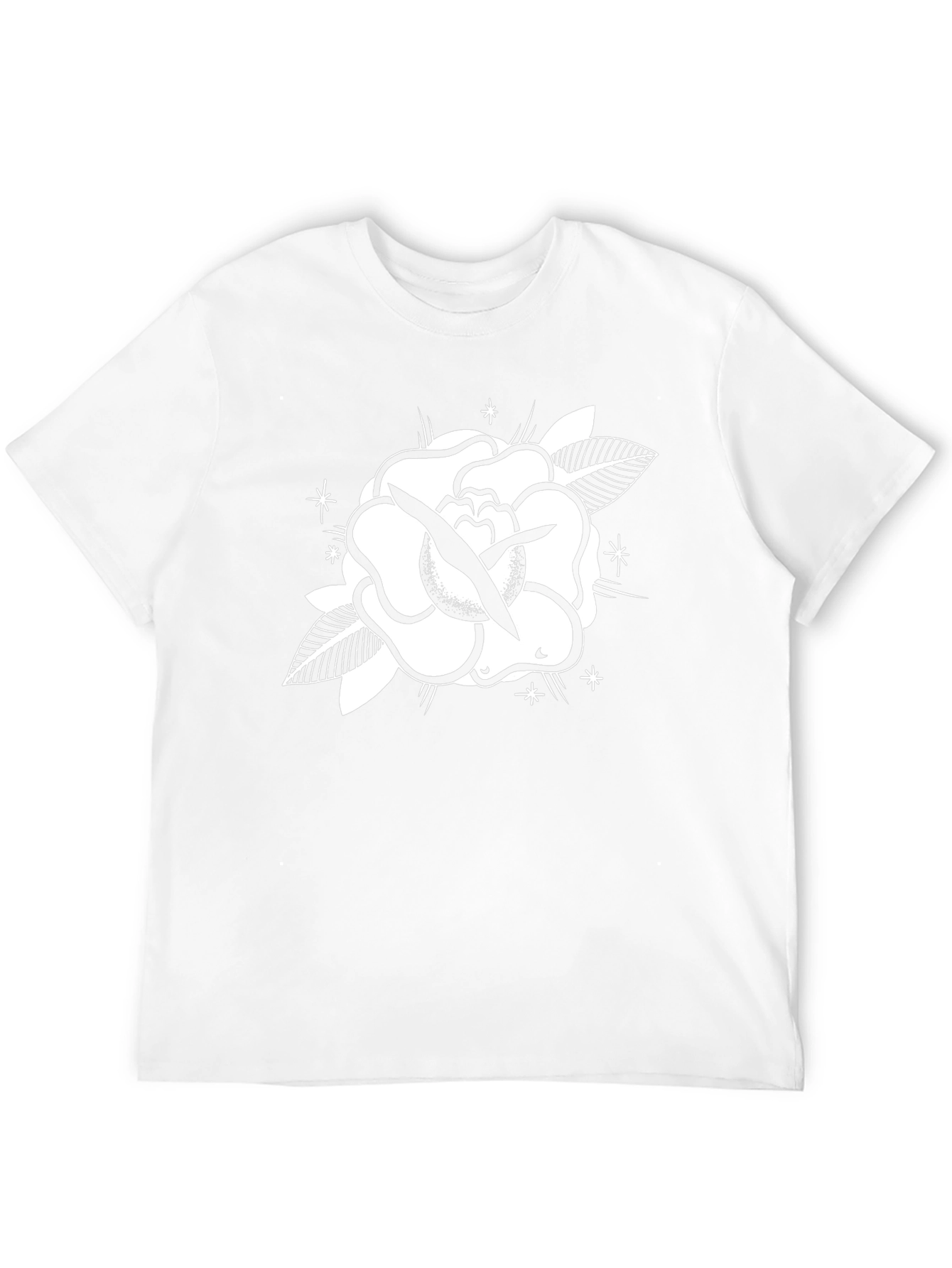 Black Tee with Rose Graphic