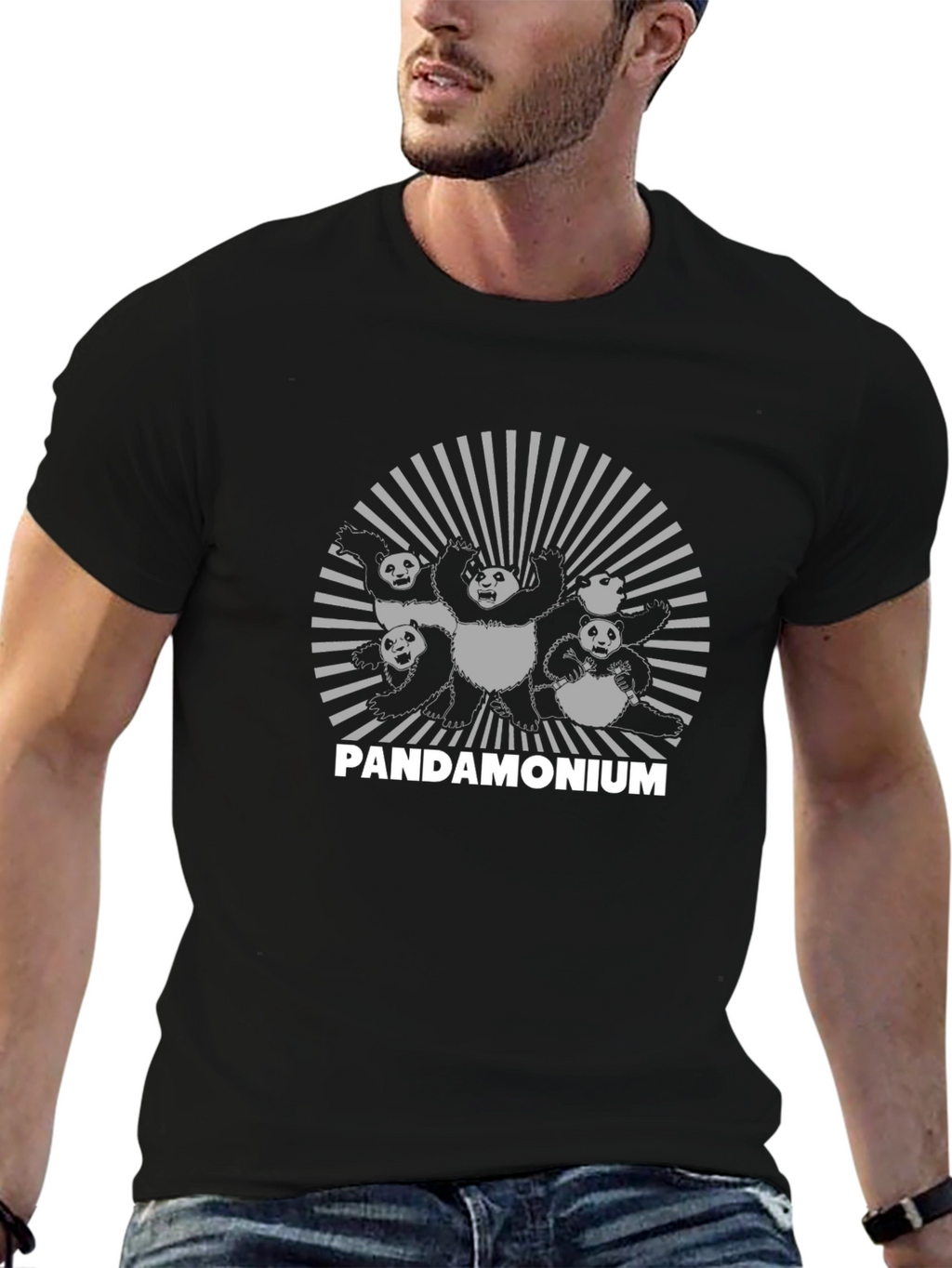 PANDAMONIUM Black T-Shirt - Panda Design