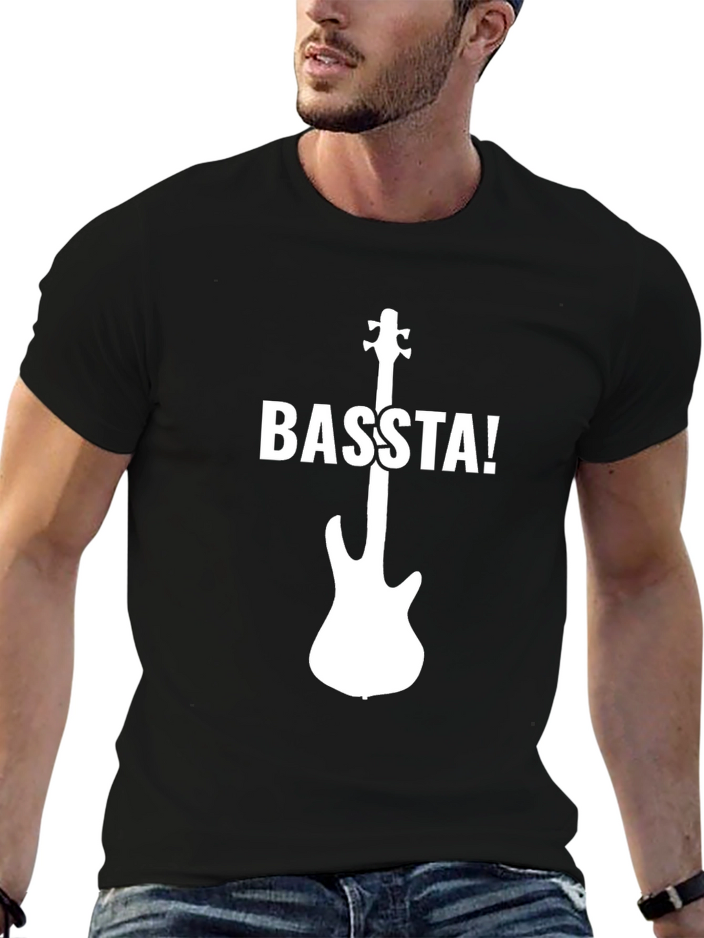 Basta! Bass Guitar Graphic T-Shirt - Cool Music Tee