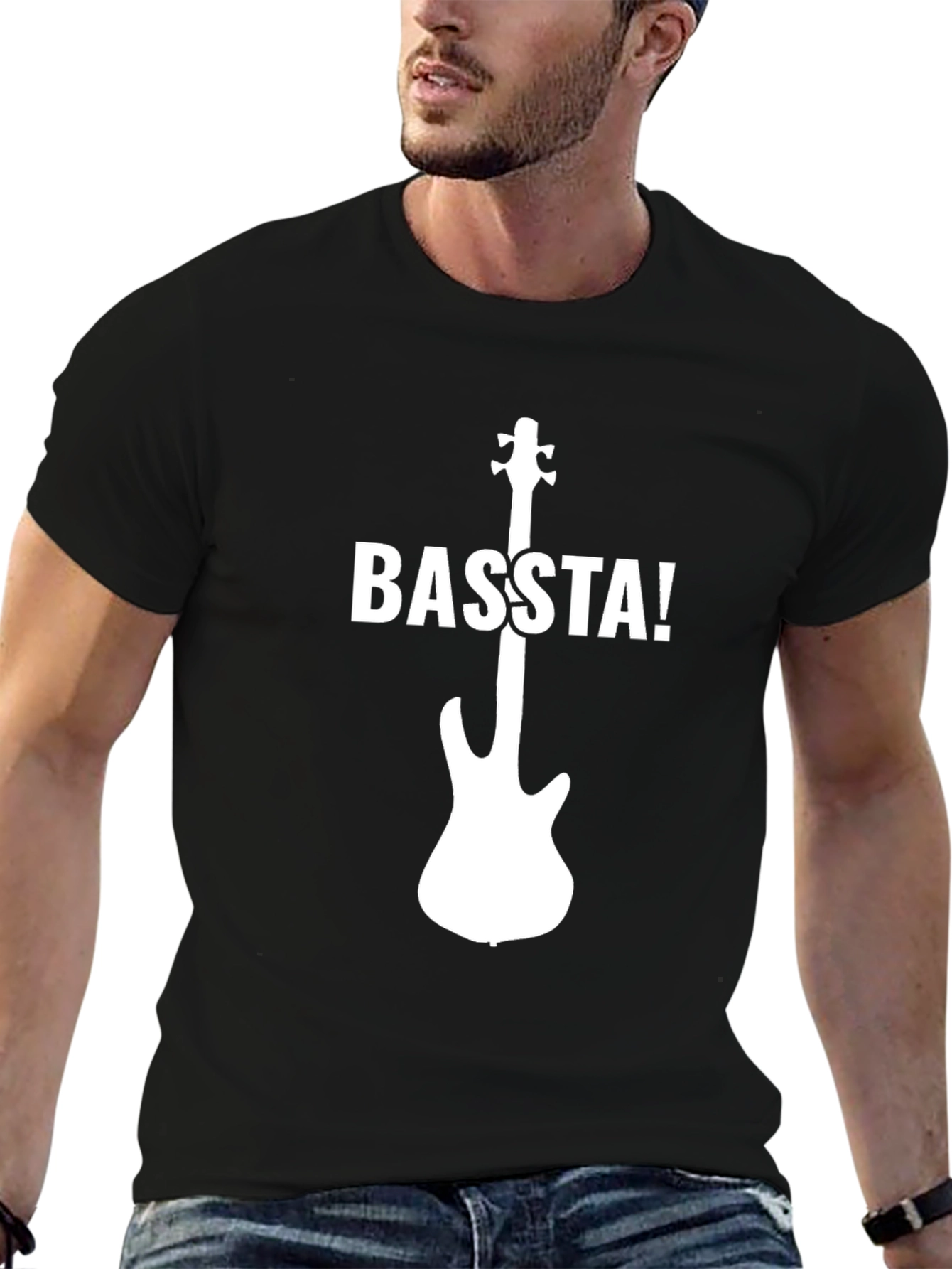 Basta! Bass Guitar Graphic T-Shirt - Cool Music Tee
