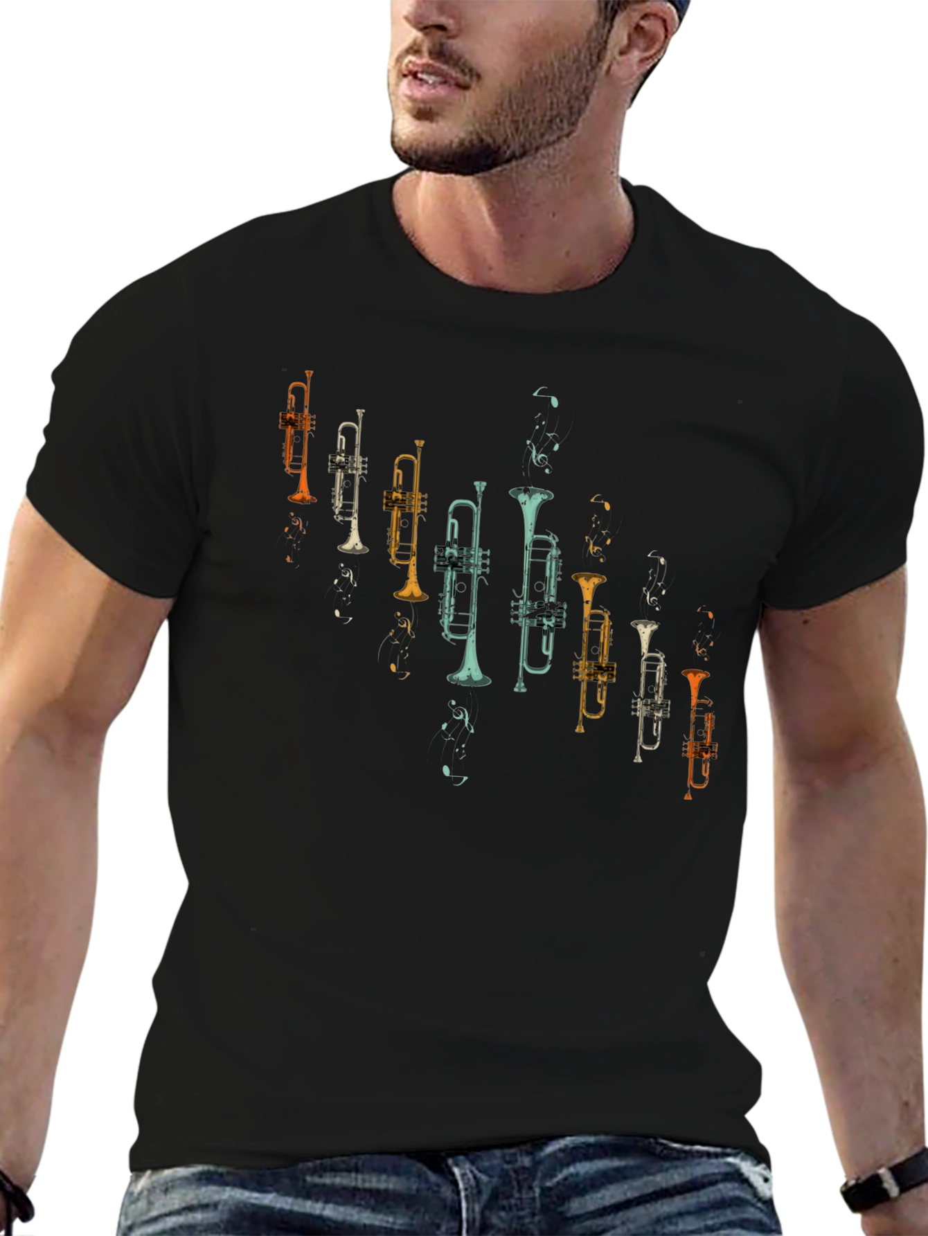 Trumpet Graphic Tee - Retro Music Lover Shirt
