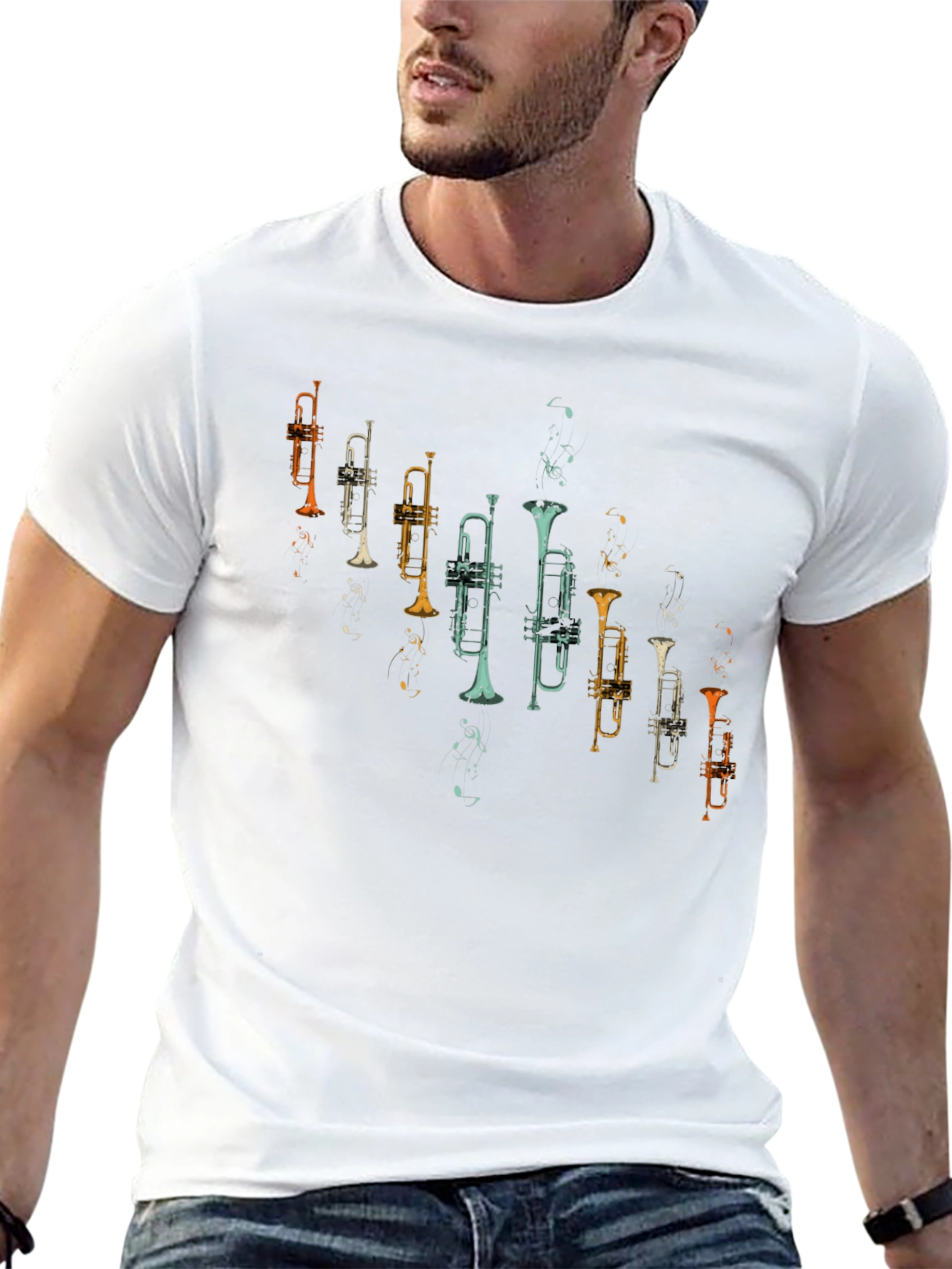 Trumpet Graphic Tee - Retro Music Lover Shirt
