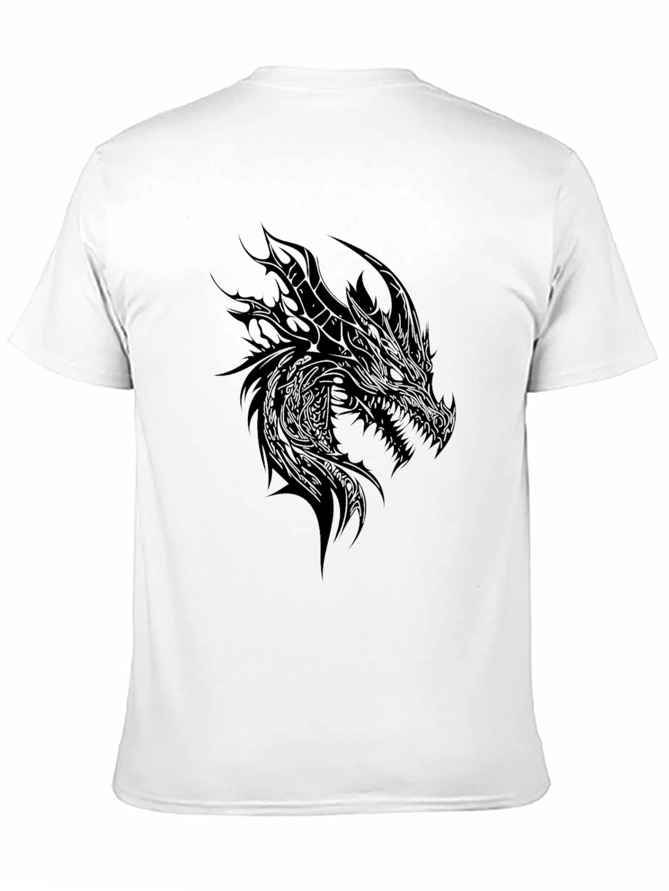 Mens Black Dragon Graphic Tee - Dark Fantasy Style