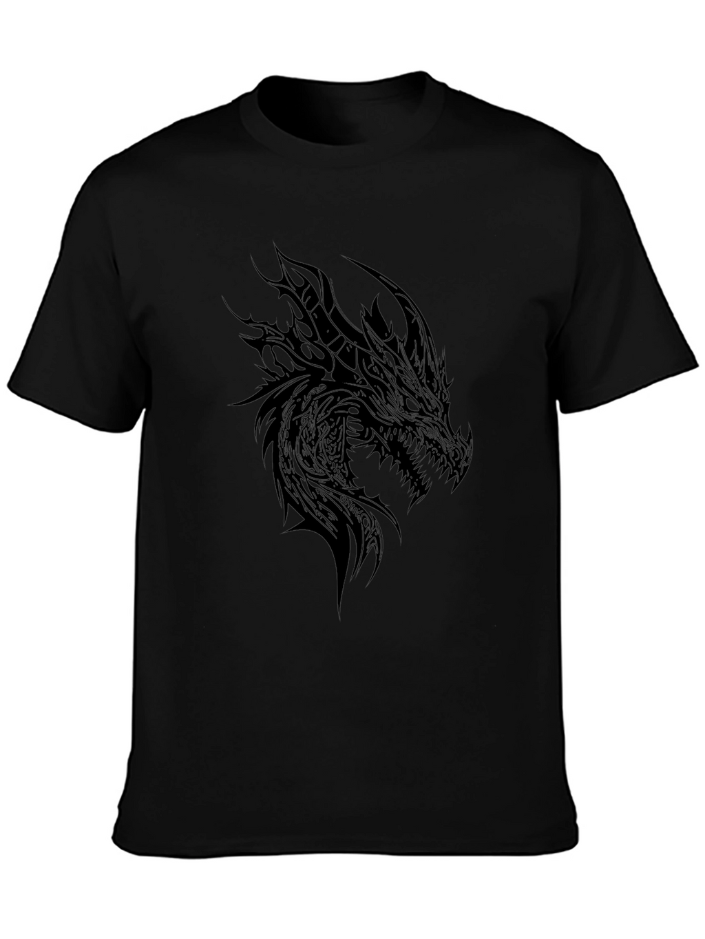 Mens Black Dragon Graphic Tee - Dark Fantasy Style