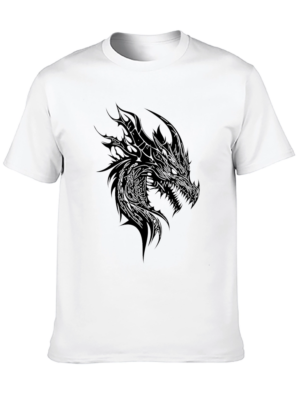 Mens Black Dragon Graphic Tee - Dark Fantasy Style