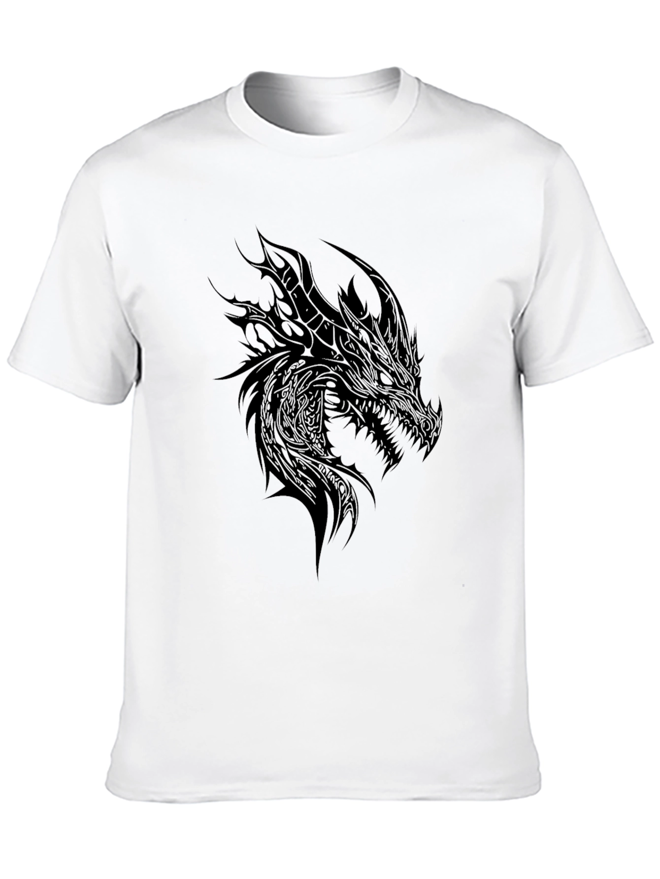 Mens Black Dragon Graphic Tee - Dark Fantasy Style