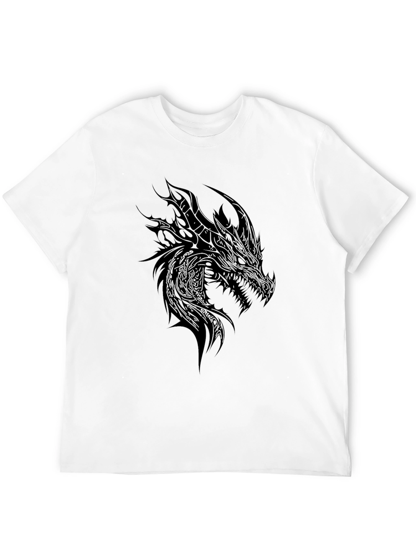 Mens Black Dragon Graphic Tee - Dark Fantasy Style