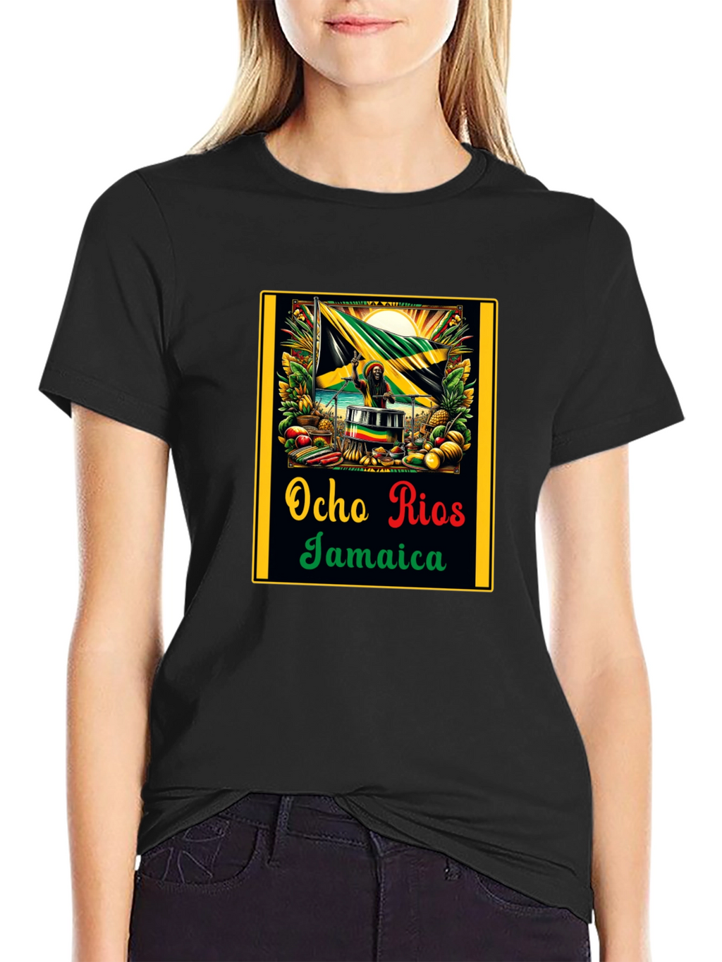 Ocho Rios Jamaica Black T-Shirt