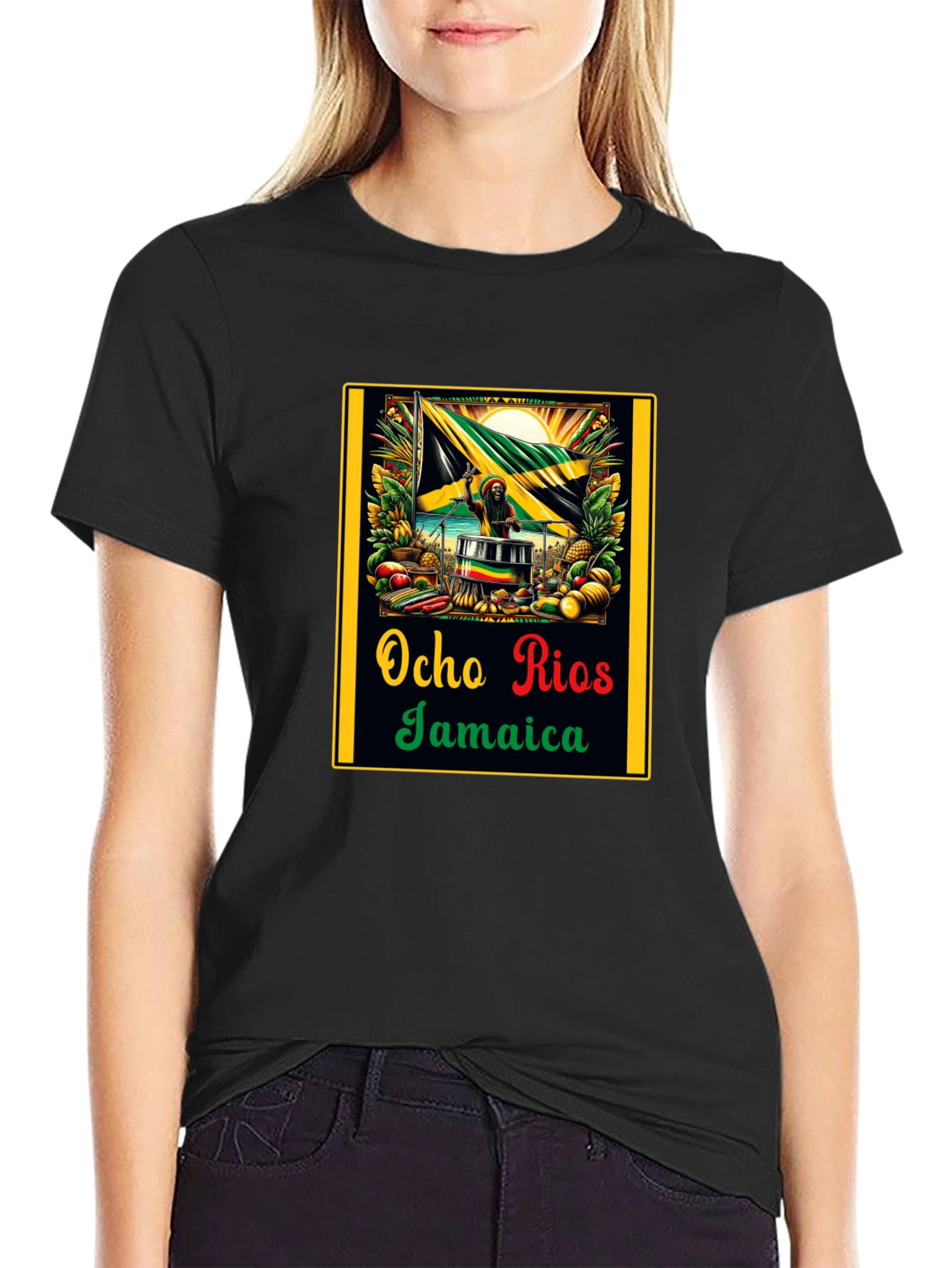 Ocho Rios Jamaica Black T-Shirt