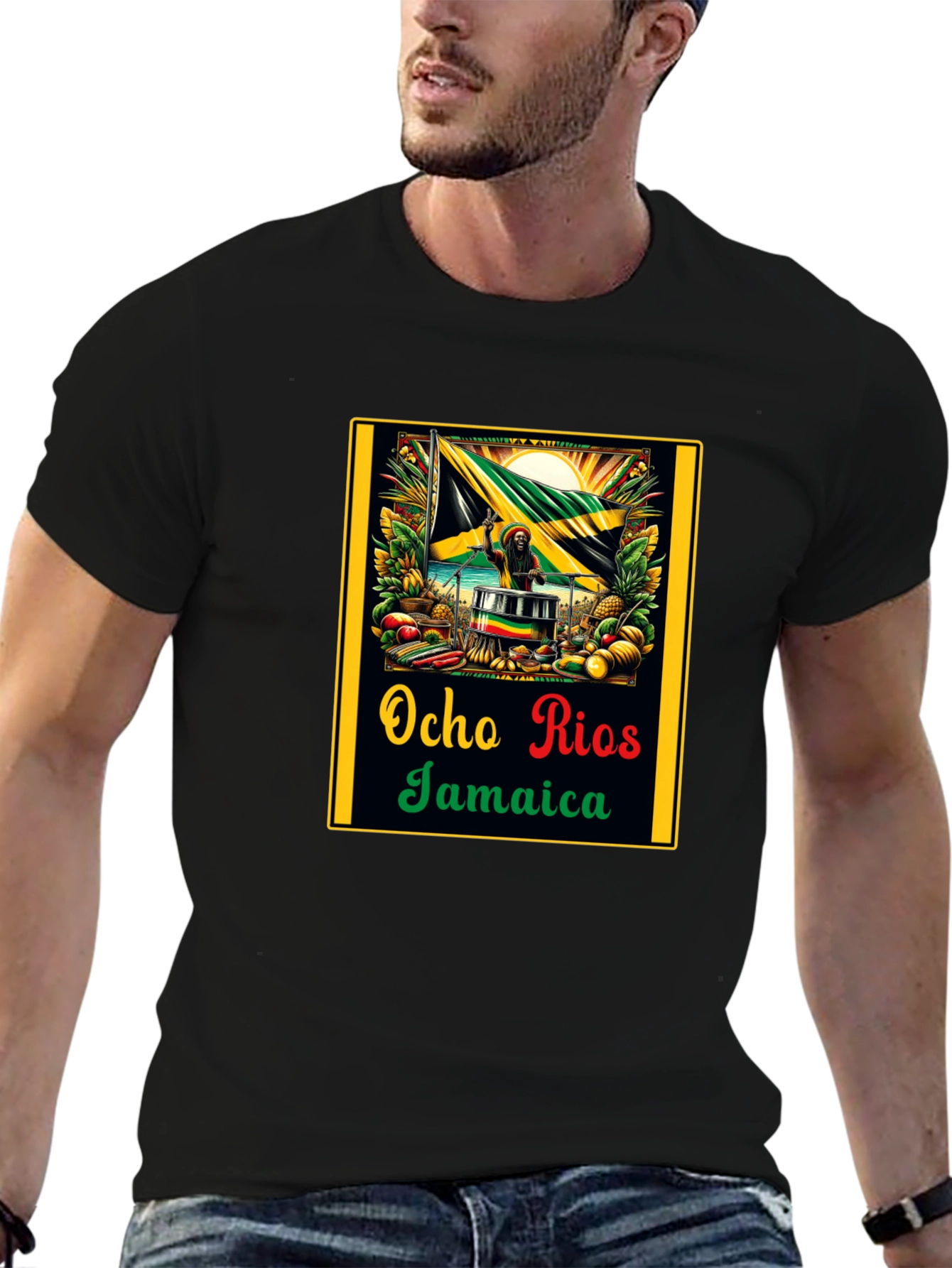 Ocho Rios Jamaica Black T-Shirt