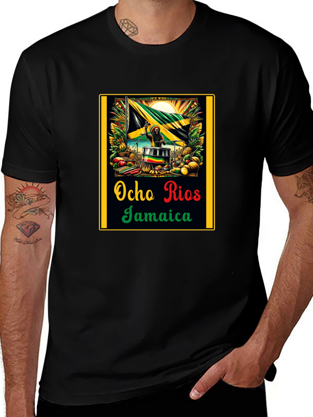 Ocho Rios Jamaica Black T-Shirt
