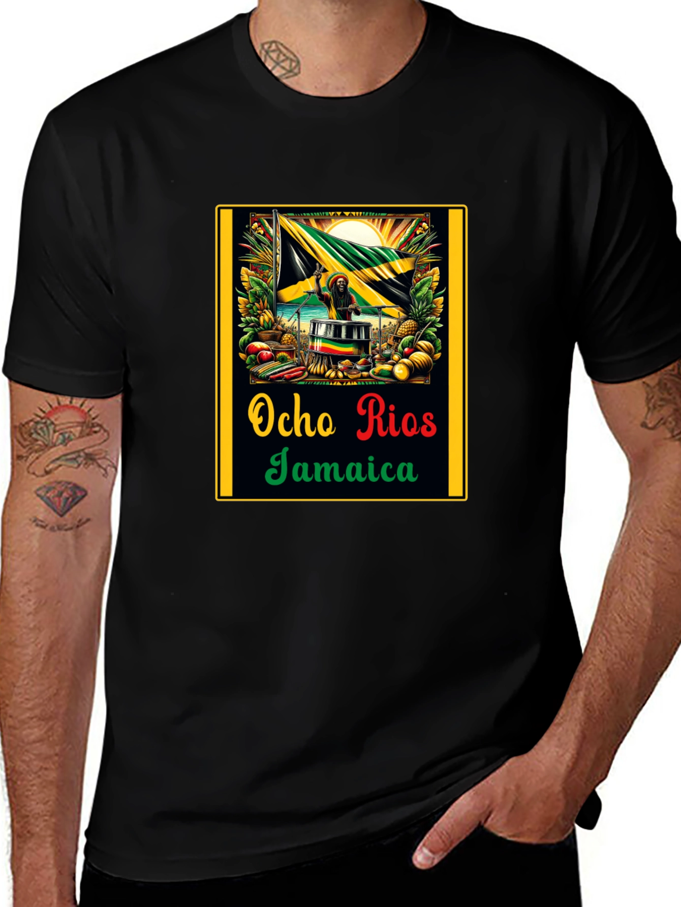 Ocho Rios Jamaica Black T-Shirt