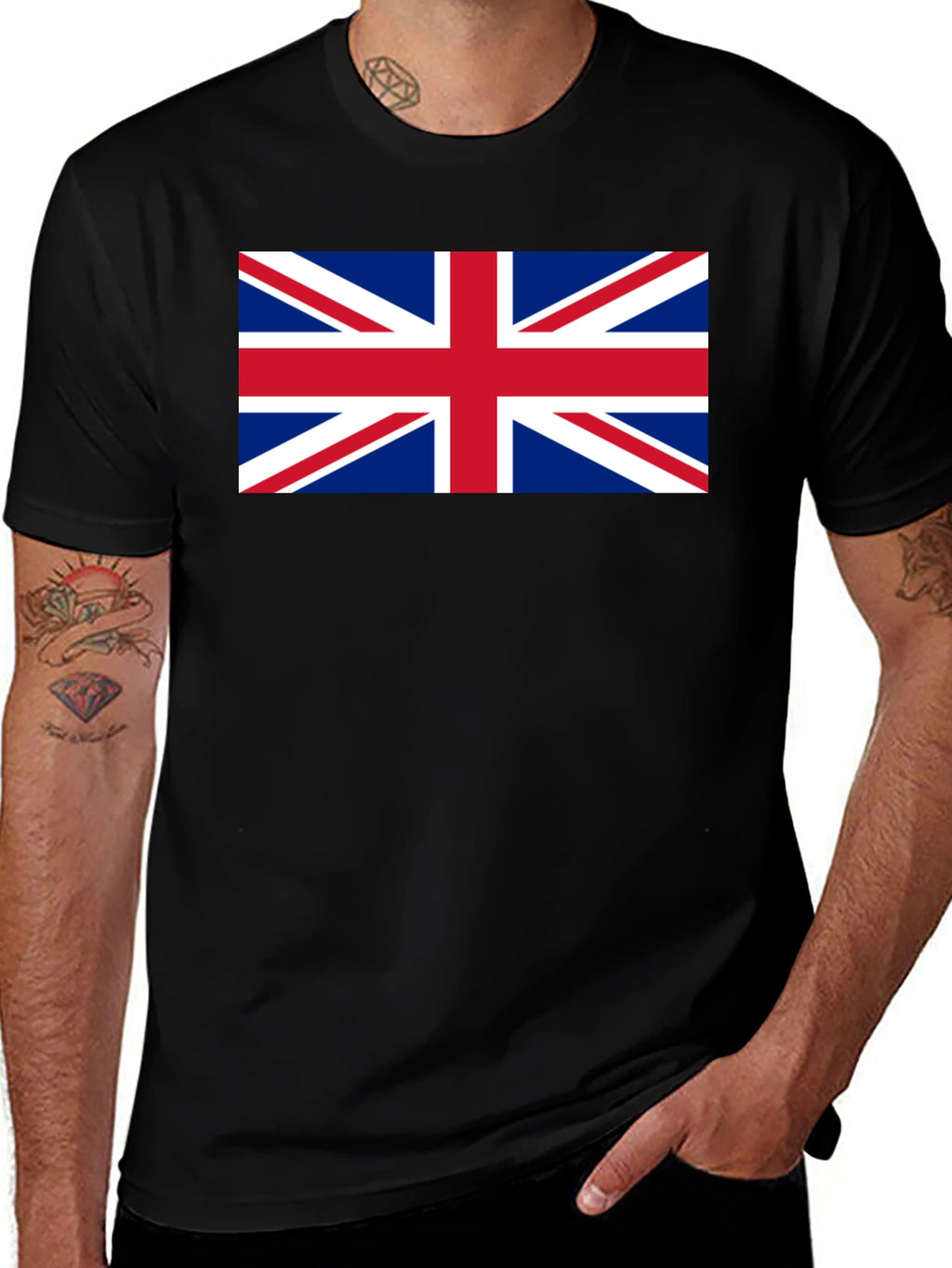 Union Jack Flag Graphic Black T-Shirt