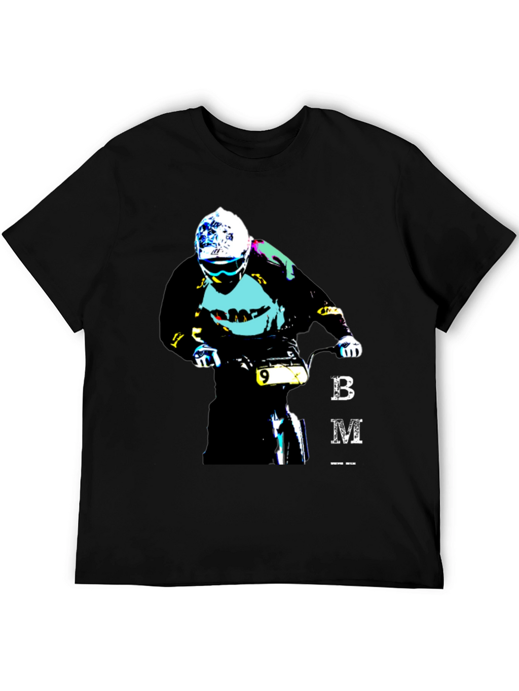 BMX Rider Graphic Tee - Black Cotton Blend T-Shirt